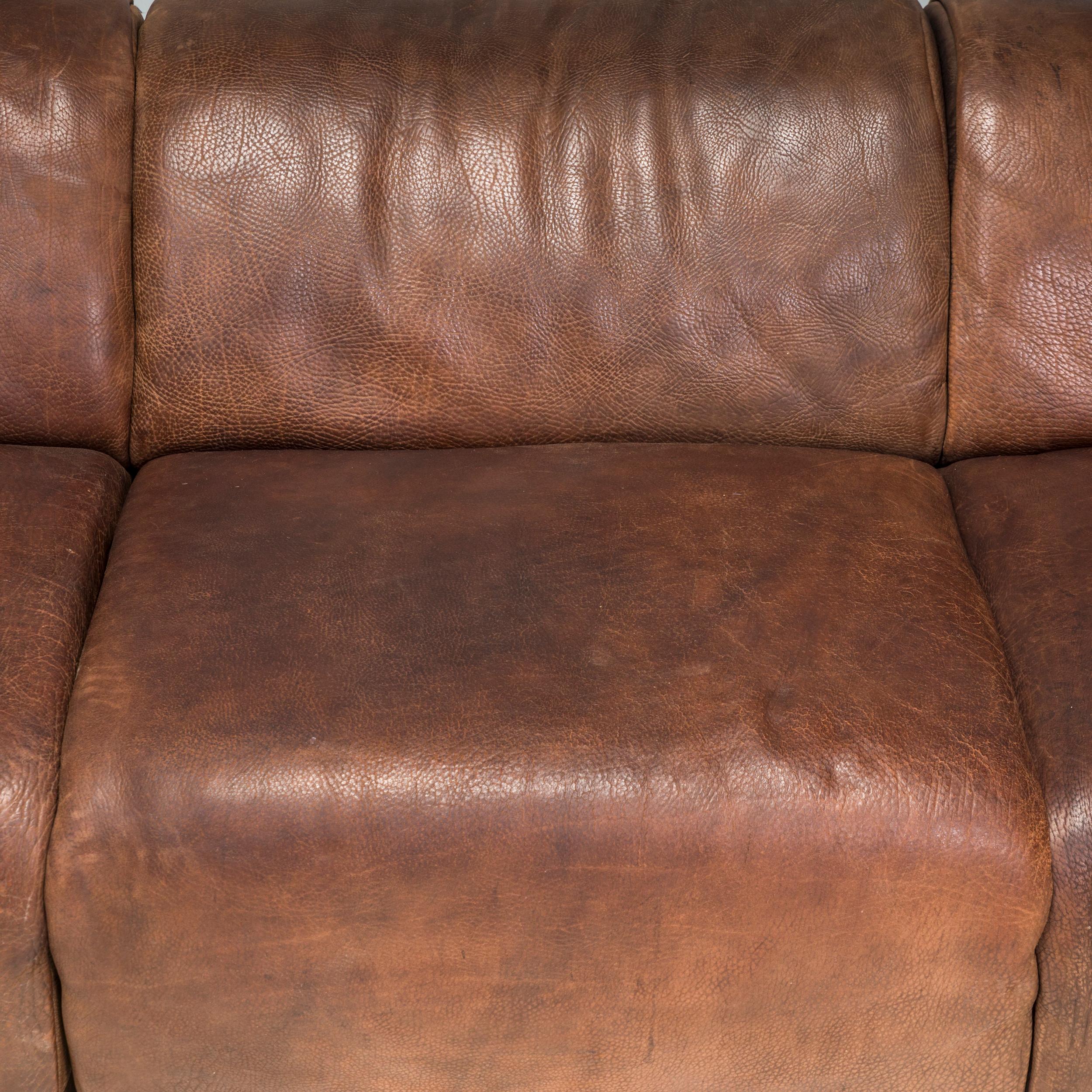 De Sede Brown Buffalo Leather Three Seater, 1970s For Sale 4