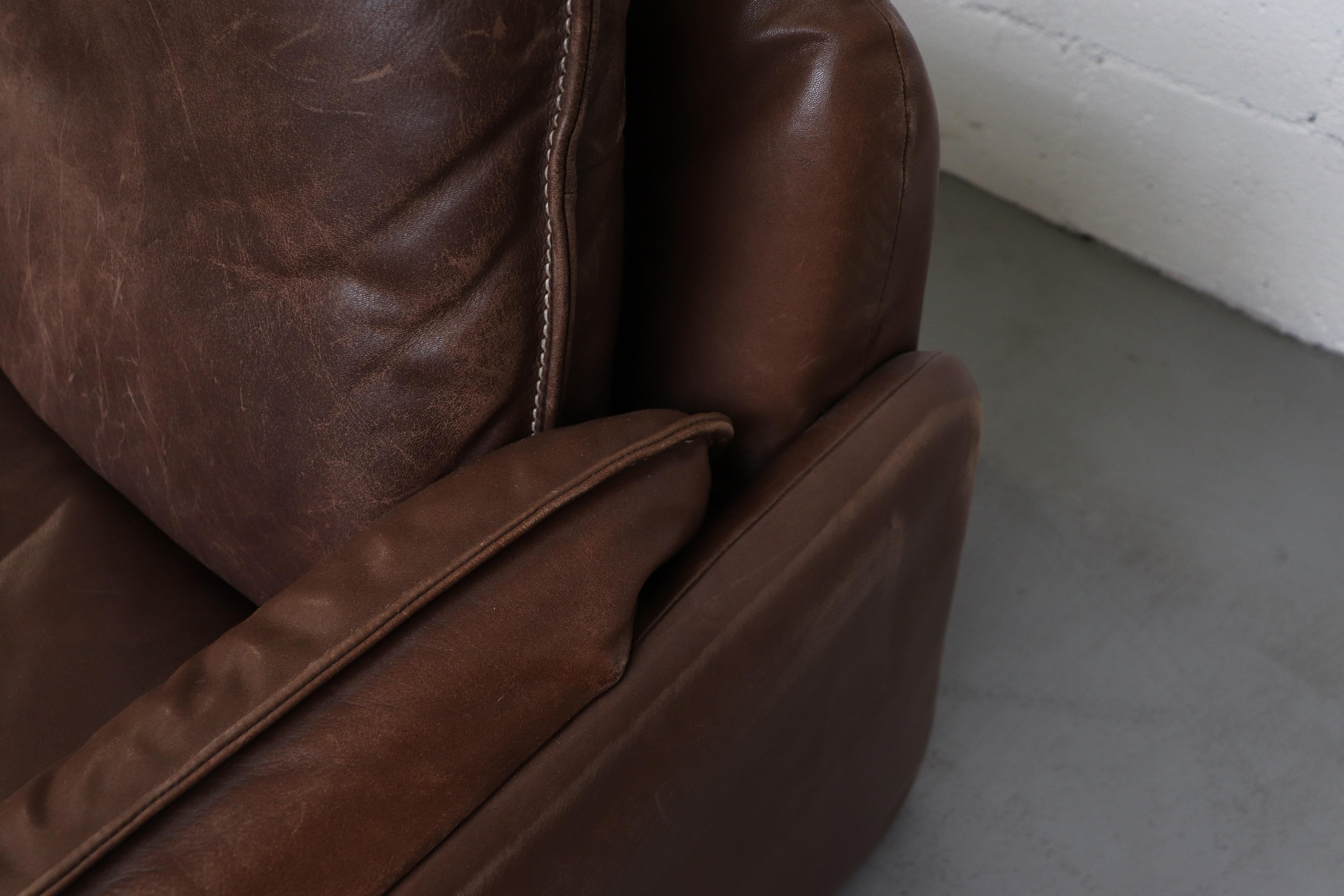 De Sede Brown Leather DS61 Three-Seat Sofa 4