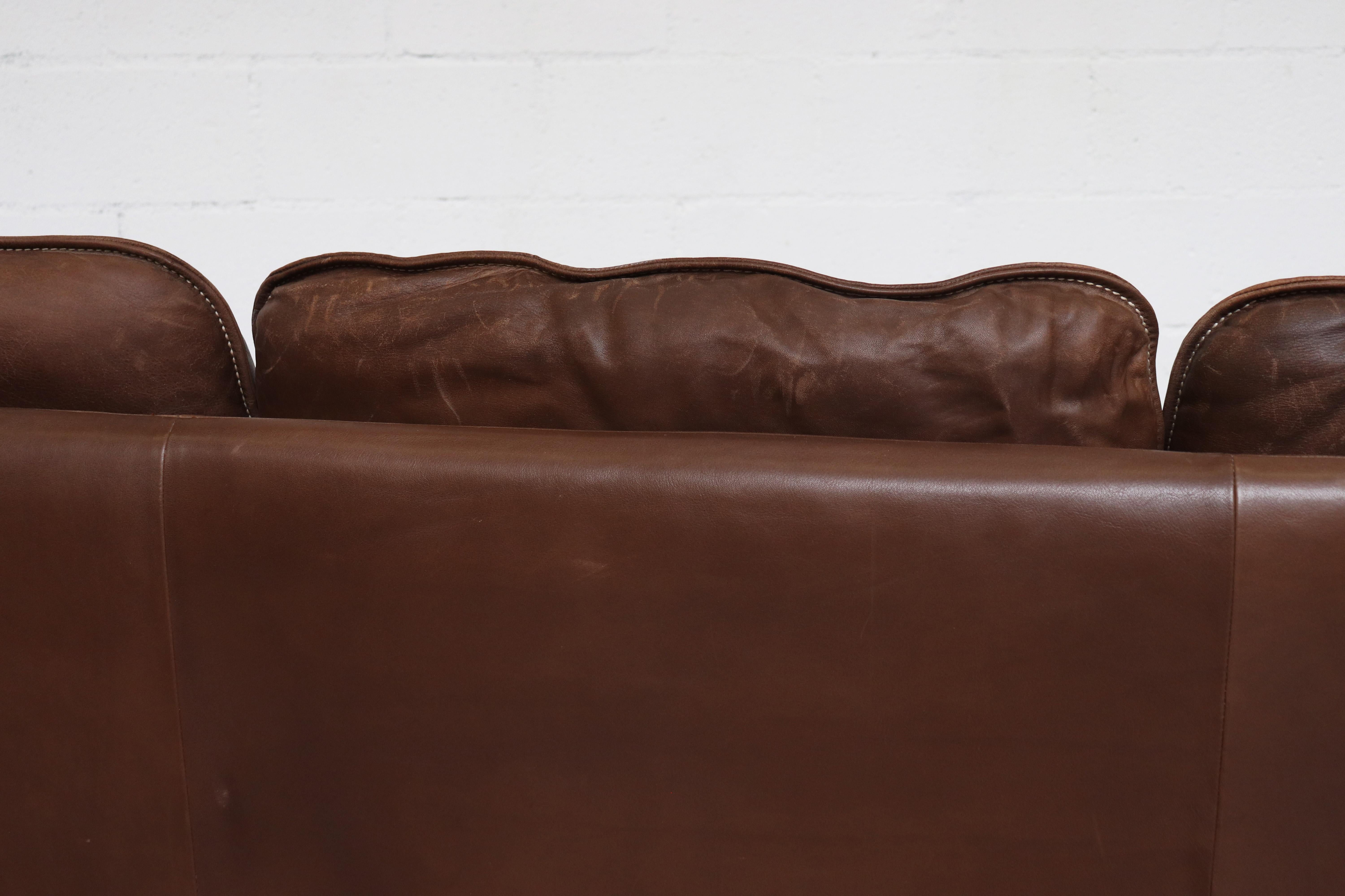 Swiss De Sede Brown Leather DS61 Three-Seat Sofa