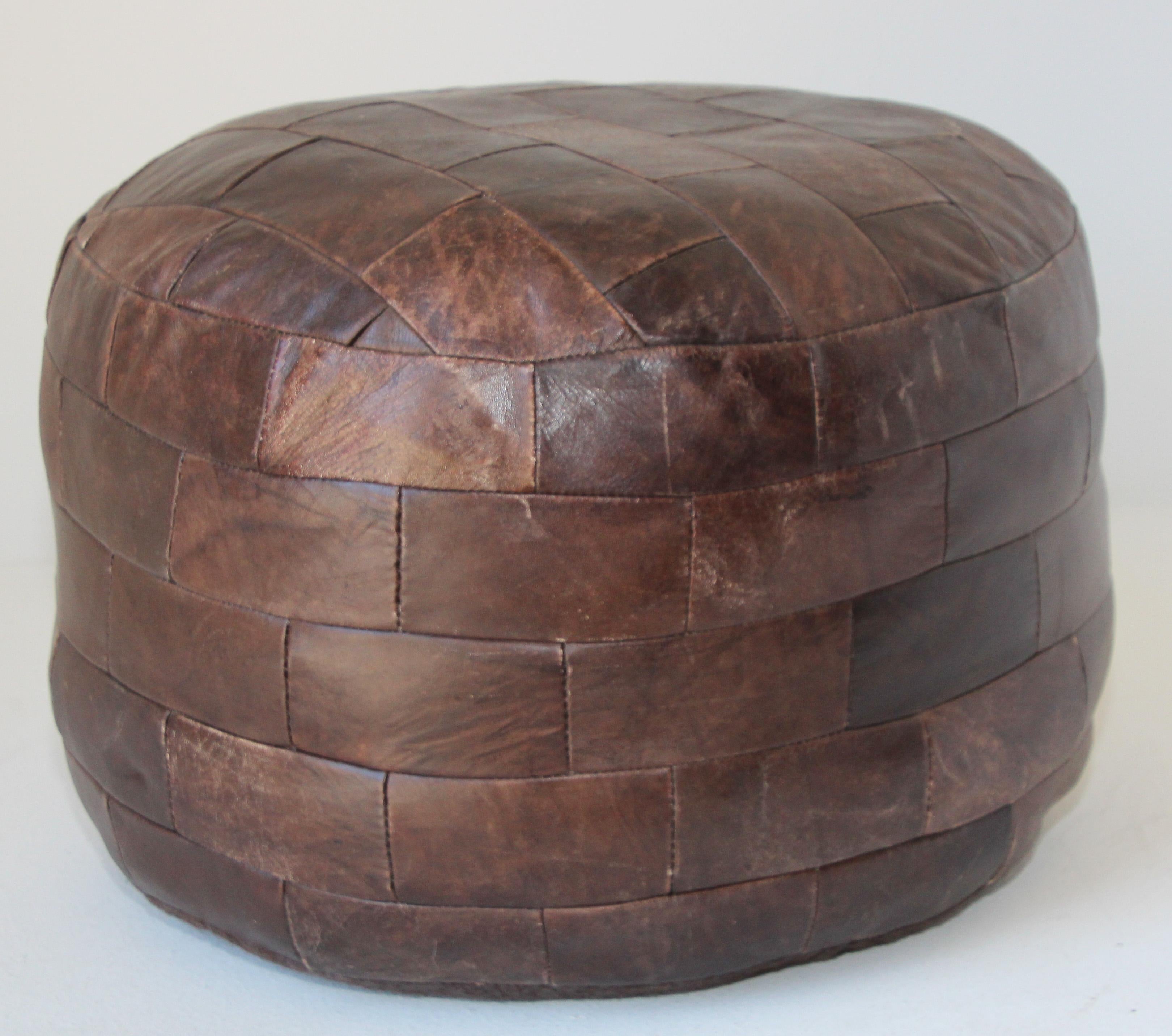 20th Century De Sede Vintage Brown Leather Ottoman