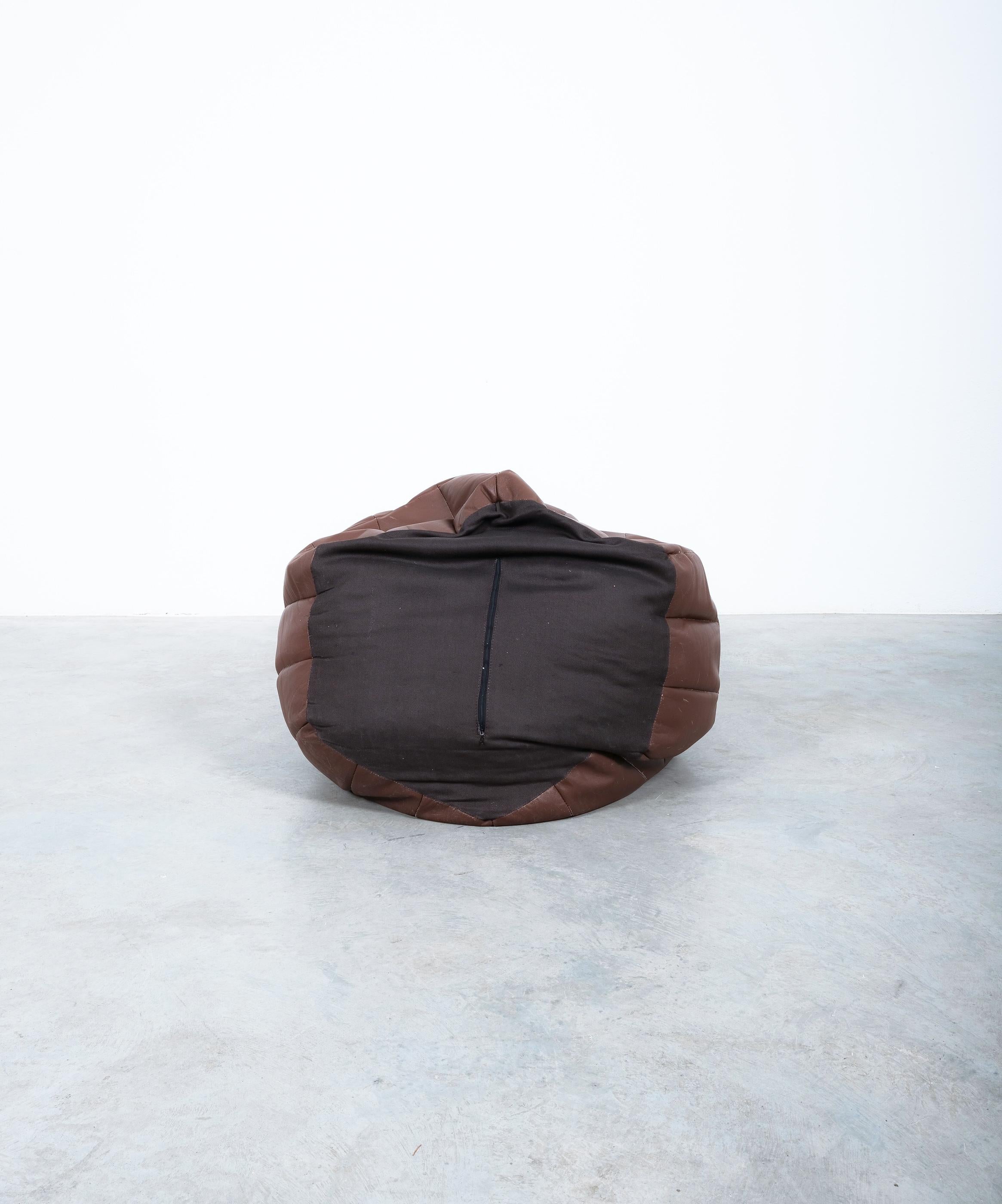 De Sede Brown Leather Patchwork Bean Bag, Pouf, 1970s, Switzerland For Sale 1