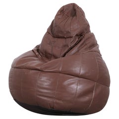 De Sede Brown Leather Patchwork Bean Bag, Pouf, 1970s, Switzerland