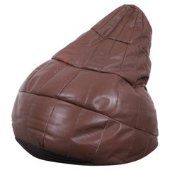 De Sede Brown Leather Patchwork Bean Bag, Pouf, 1970s, Switzerland
