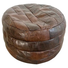 De Sede Brown Leather Patchwork Ottoman, 1970s Switzerland