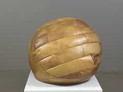 De Sede brown leather patchwork pouf from the 1970s, Switzerland