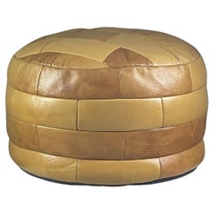 De Sede brown leather patchwork pouf from the 1970s, Switzerland