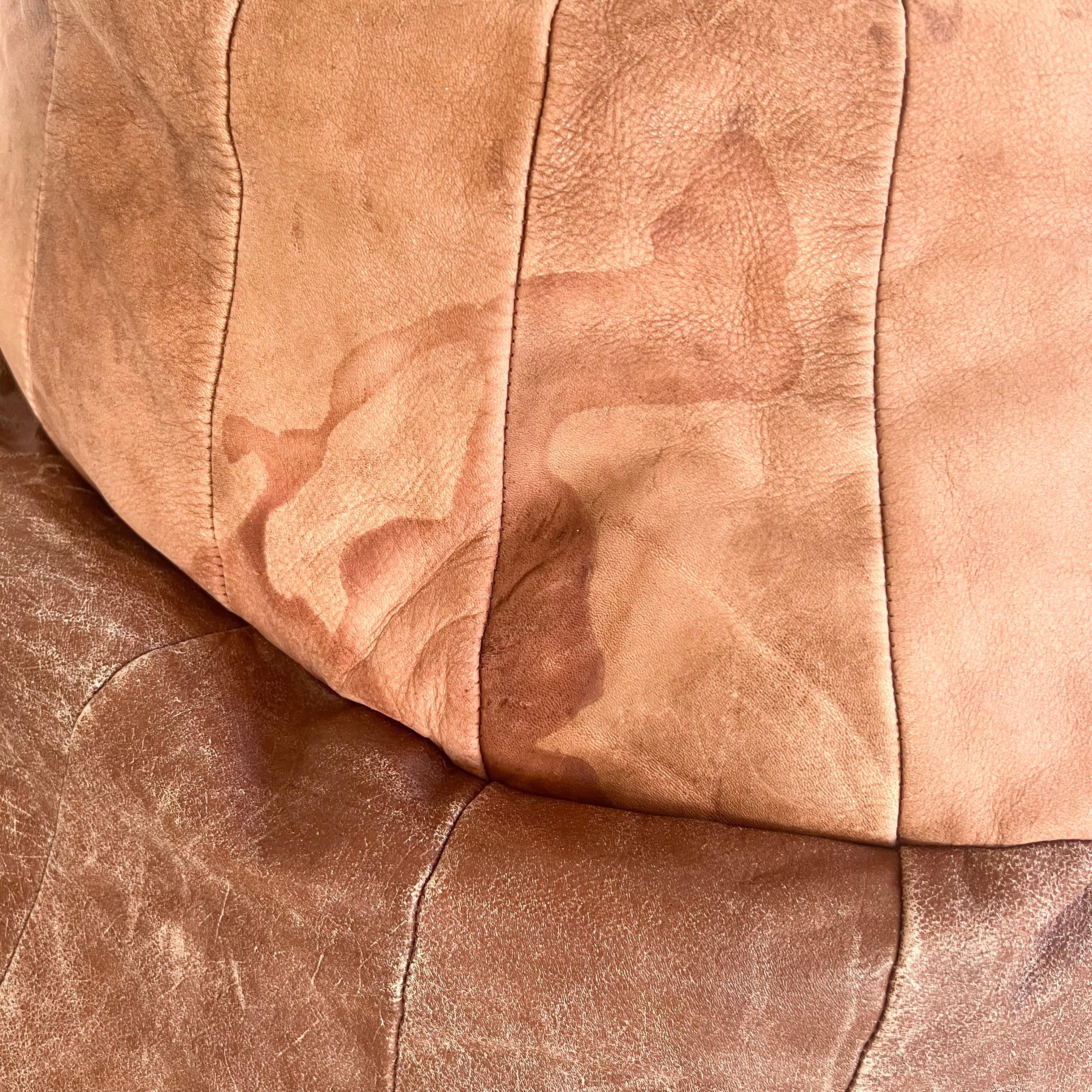Late 20th Century De Sede Brown Patchwork Leather Bean Bag, 1970s Switzerland  For Sale