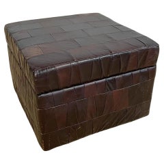 De Sede Brown Patchwork Leather Storage Pouf, Ottoman, Switzerland DeSede