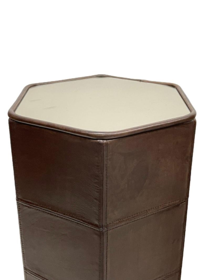 De Sede Brown Stitched Leather Side Tables In Good Condition For Sale In Delft, NL