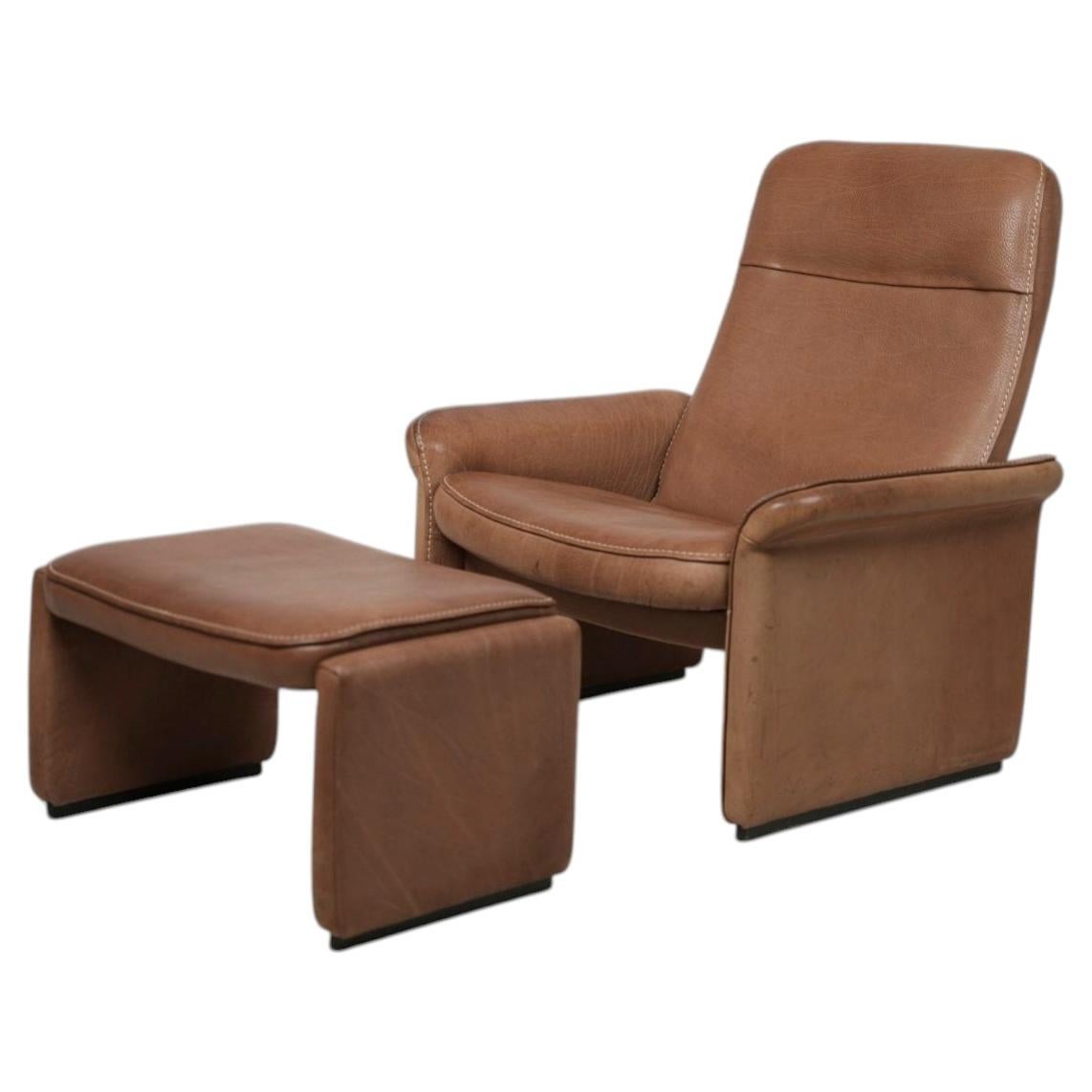 De Sede Buffalo Leather DS 50 Longue Chair And Ottoman