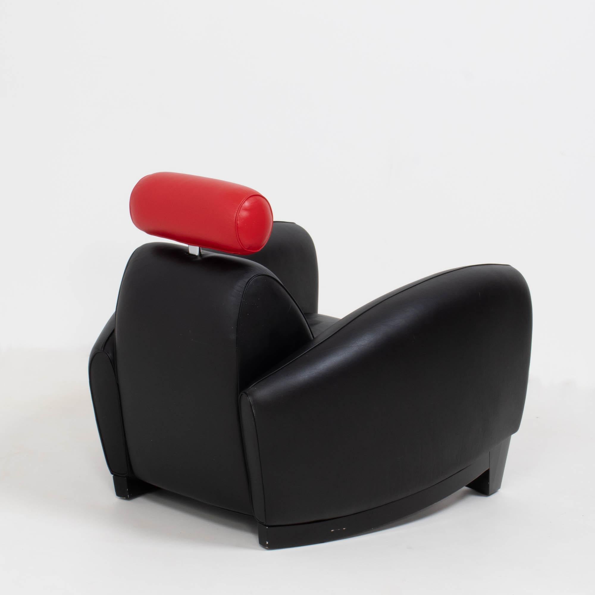 De Sede by Franz Romero DS-57 Sessel aus schwarzem und rotem Leder im Zustand „Gut“ im Angebot in London, GB
