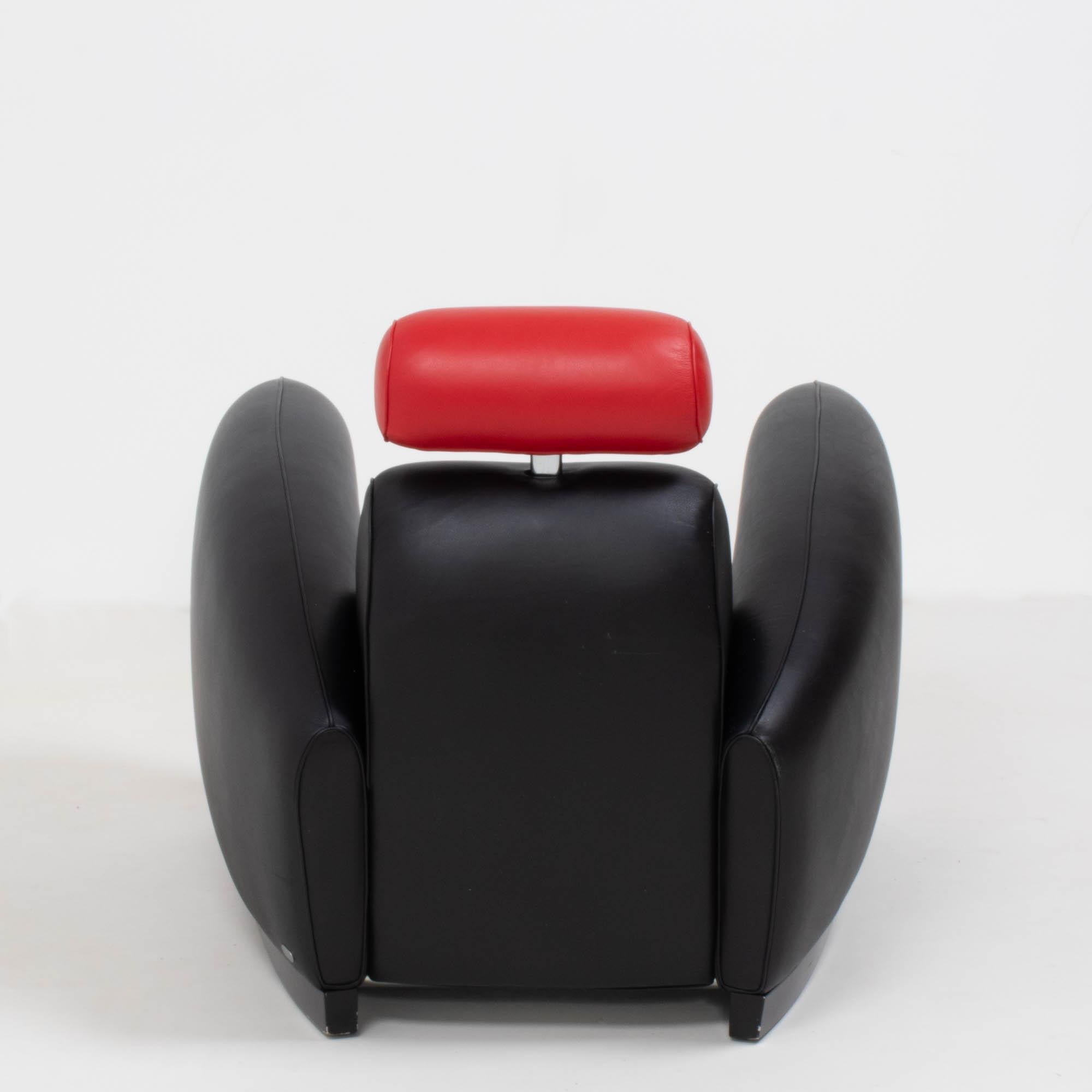 Swiss De Sede by Franz Romero DS-57 Black and Red Leather Armchair For Sale