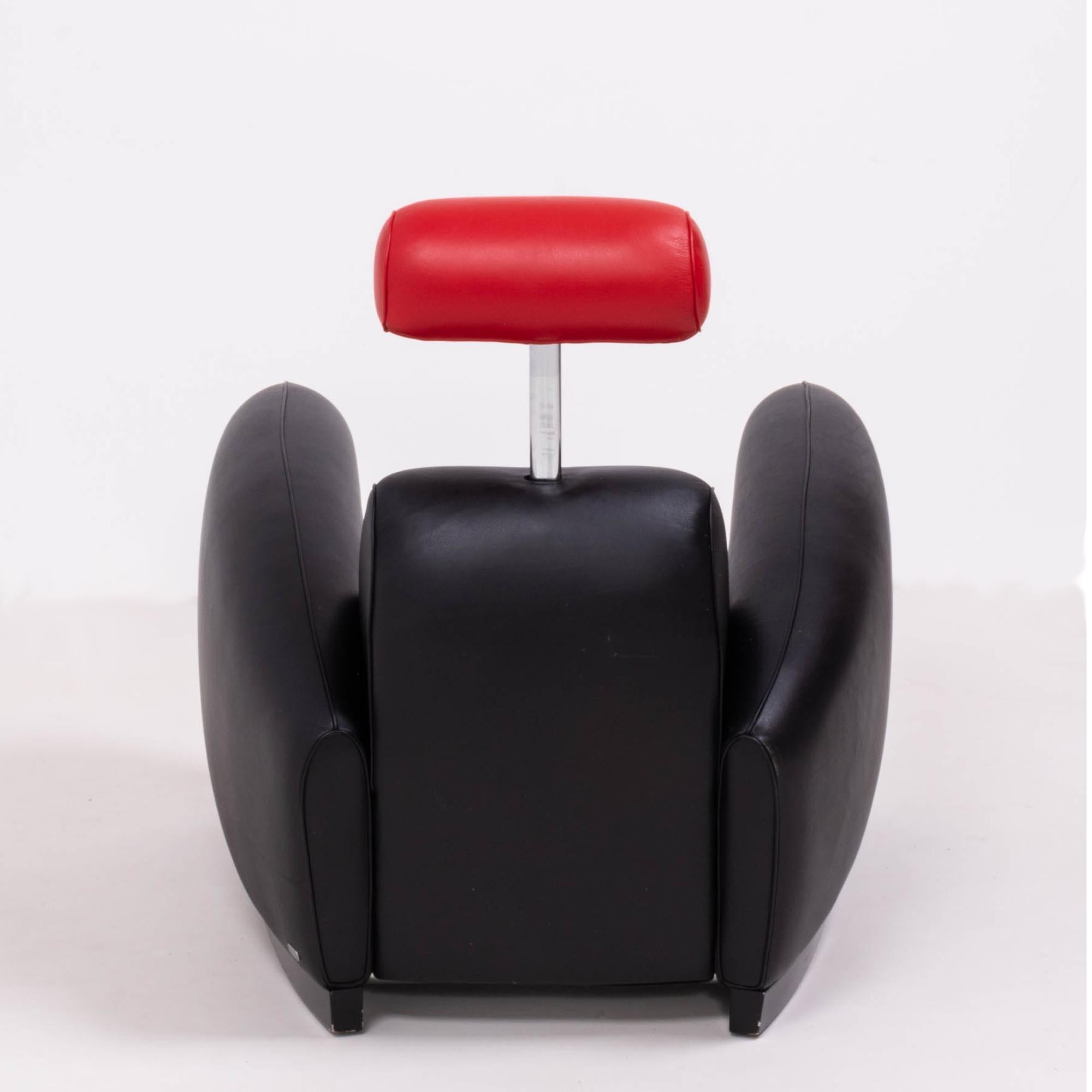 De Sede by Franz Romero DS-57 Black and Red Leather Armchair In Good Condition For Sale In London, GB
