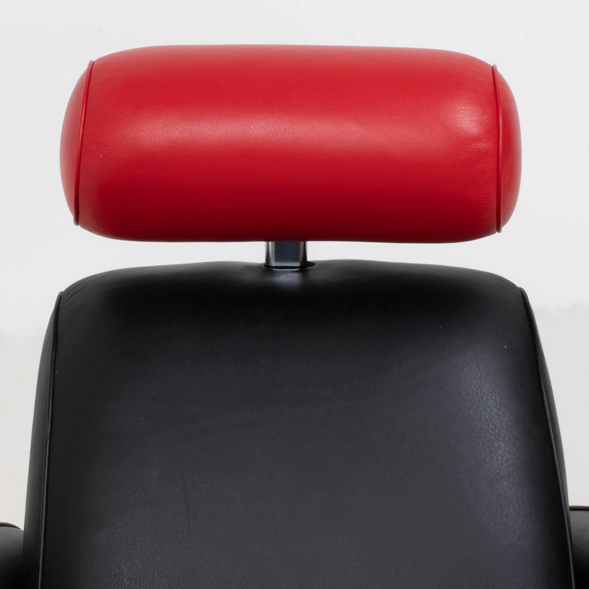De Sede by Franz Romero DS-57 Sessel aus schwarzem und rotem Leder im Angebot 3