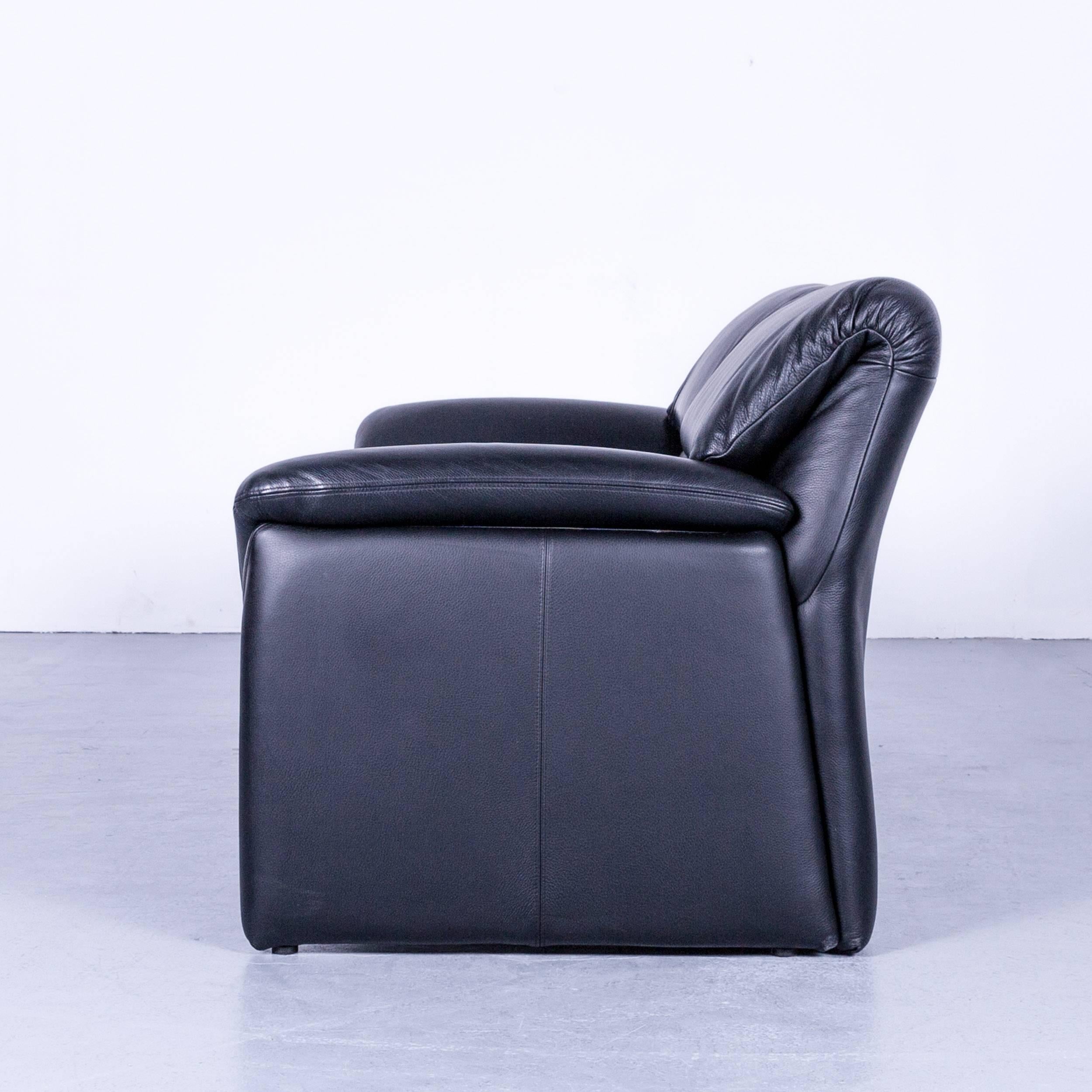De Sede by Hans Kaufeld Designer Sofa Black Leather Two-Seat Function Modern For Sale 4