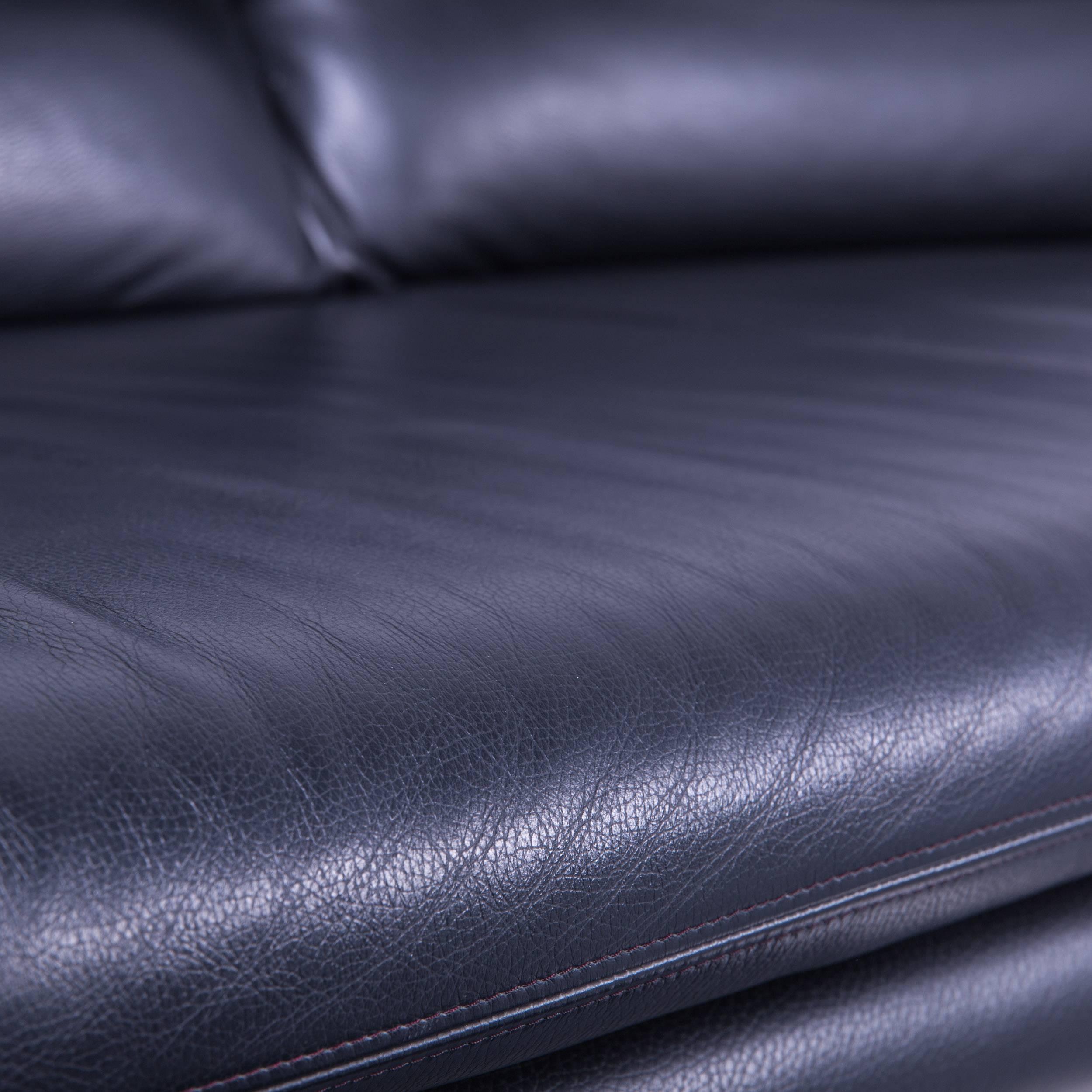 Swiss De Sede by Hans Kaufeld Designer Sofa Black Leather Two-Seat Function Modern For Sale