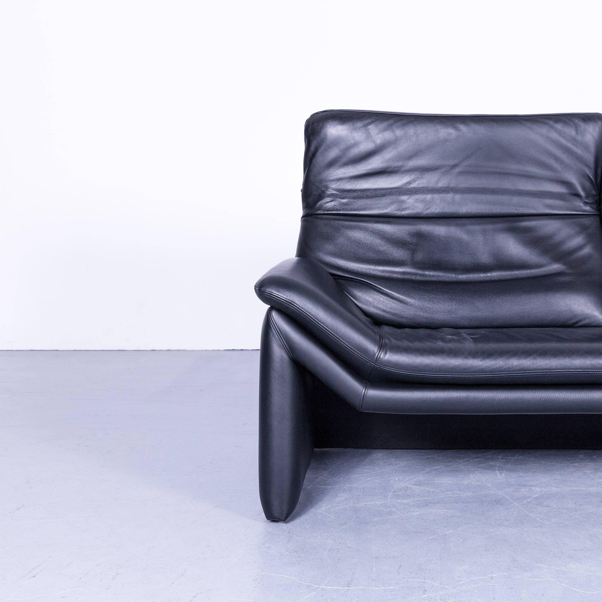 Contemporary De Sede by Hans Kaufeld Designer Sofa Black Leather Two-Seat Function Modern For Sale