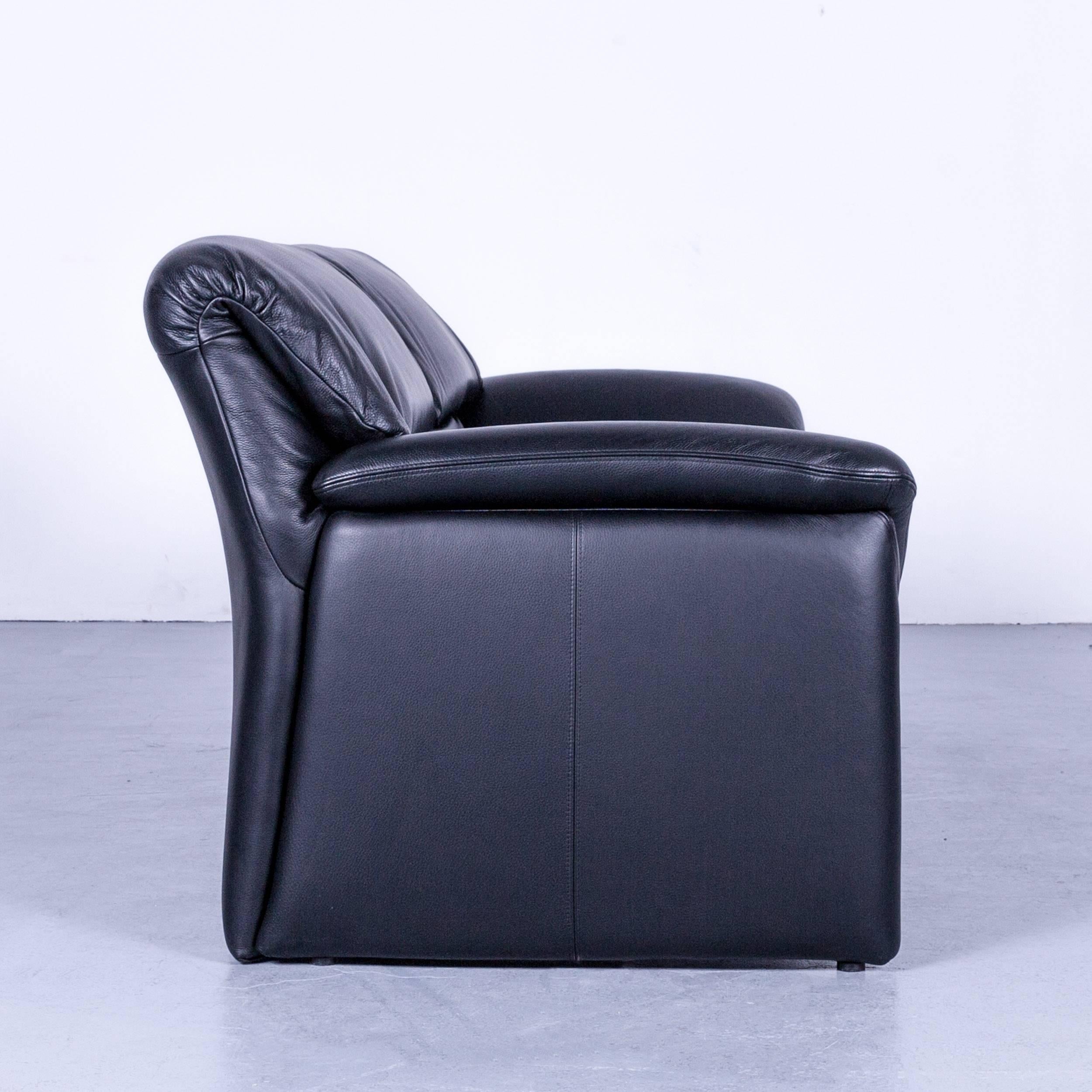 De Sede by Hans Kaufeld Designer Sofa Black Leather Two-Seat Function Modern For Sale 2