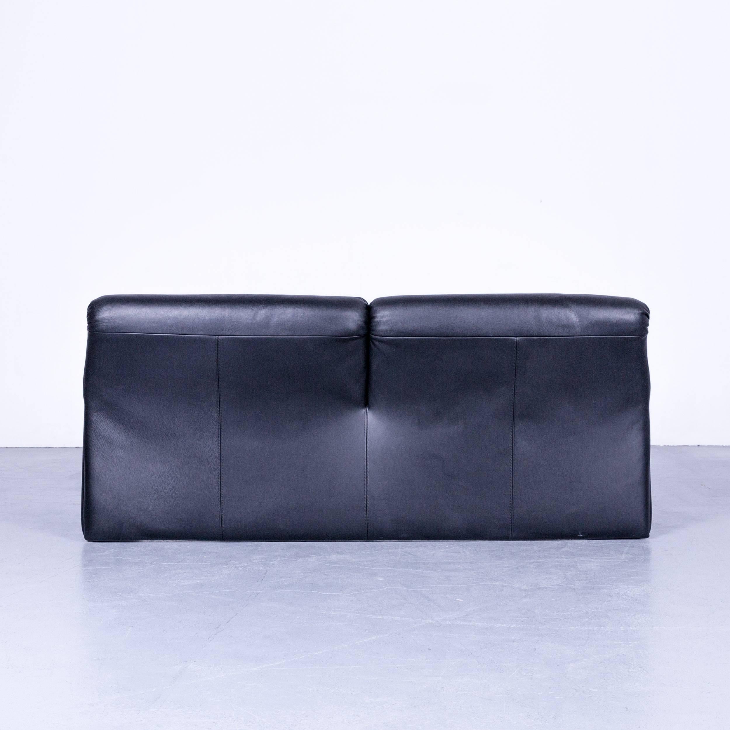 De Sede by Hans Kaufeld Designer Sofa Black Leather Two-Seat Function Modern For Sale 3
