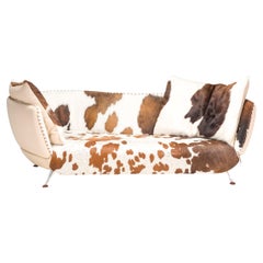 Used   De Sede By Mathias Hoffman DS-102 Leather Pony Hide Three Seater Curved Sofa