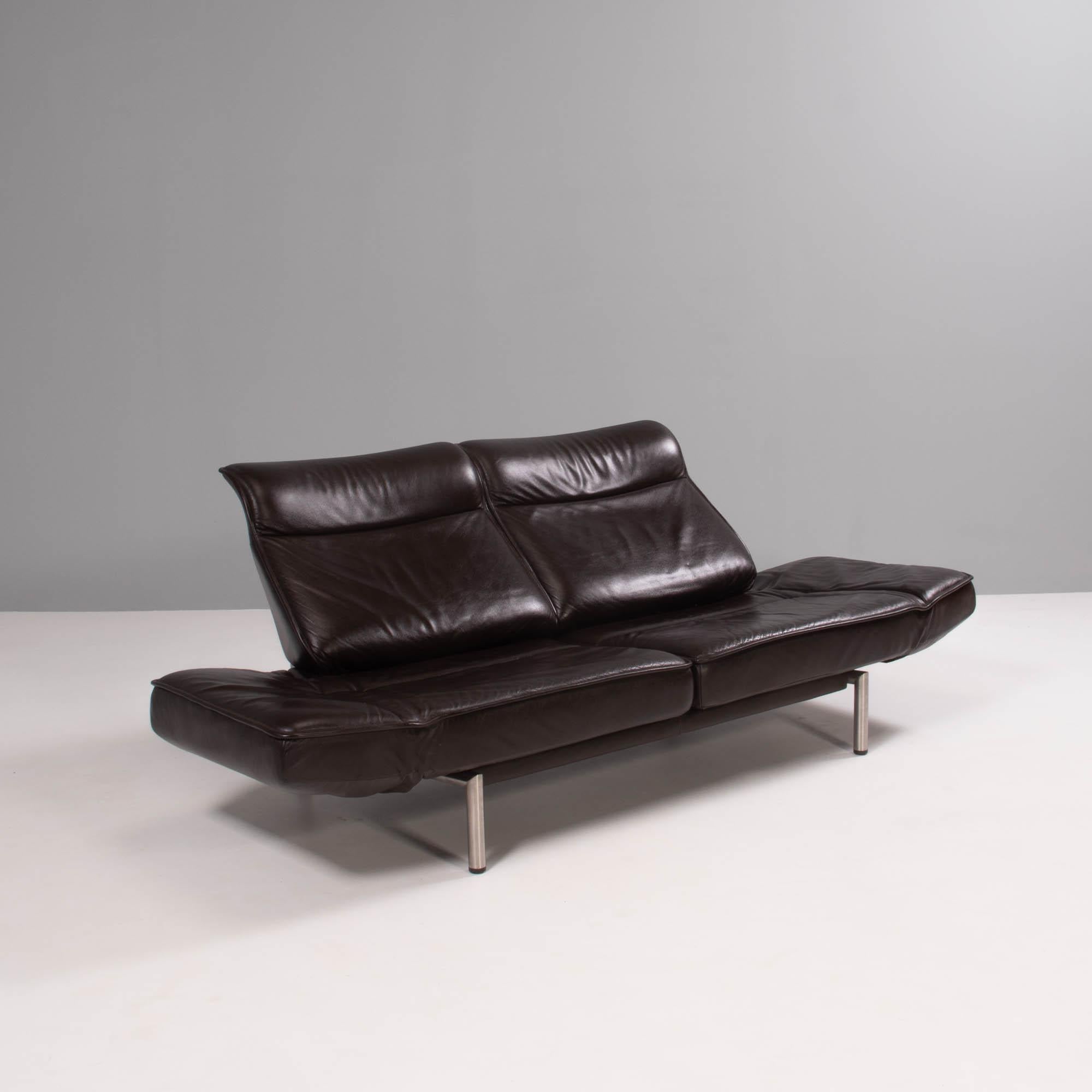 Originally designed by Reto Figg in 1985 the DS-450 has since been updated by Thomas Althaus. 

Constructed with chrome base and upholstered in dark brown leather, the sofa can be adapted into a variety of different seating arrangements.

The