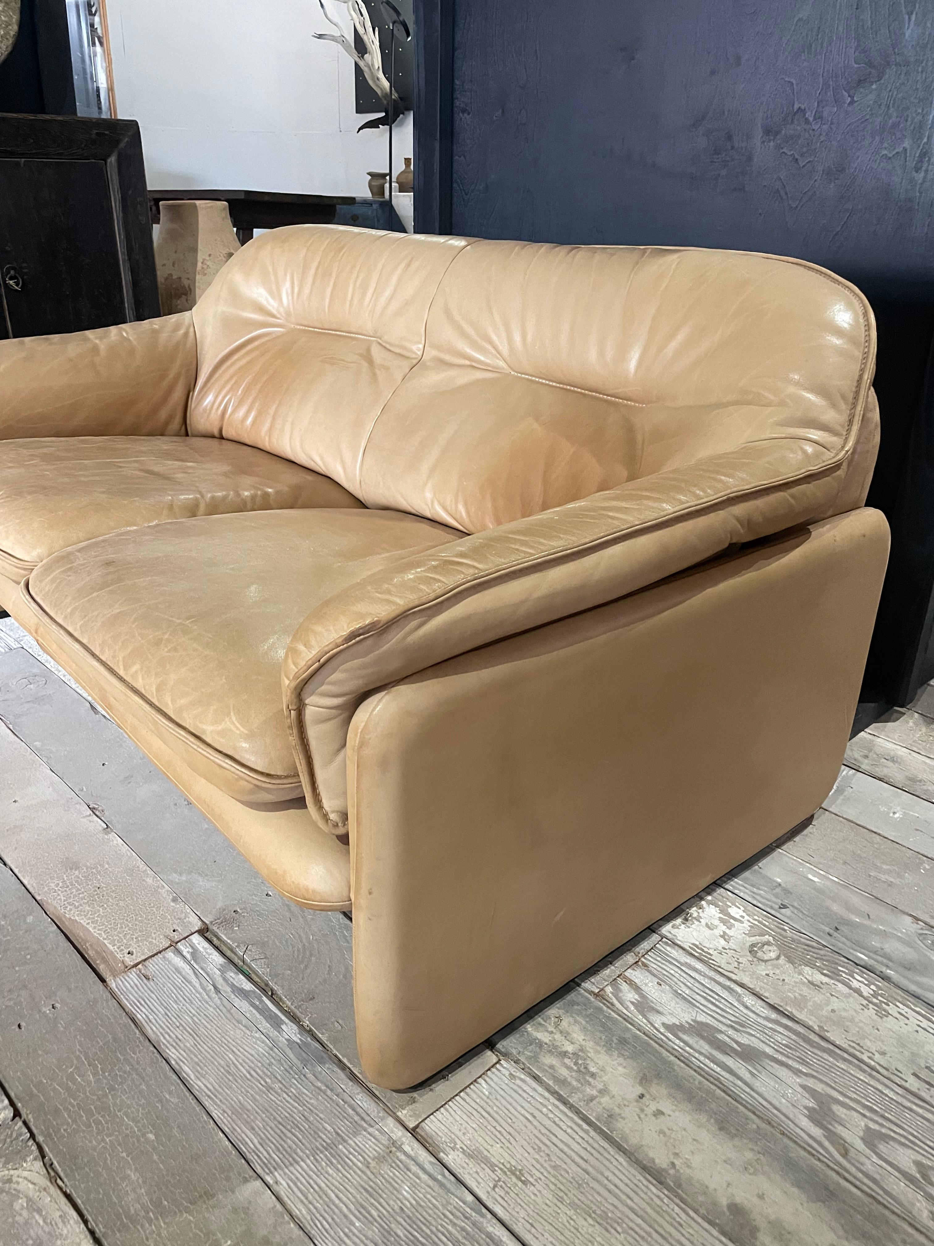 camel leather love seat