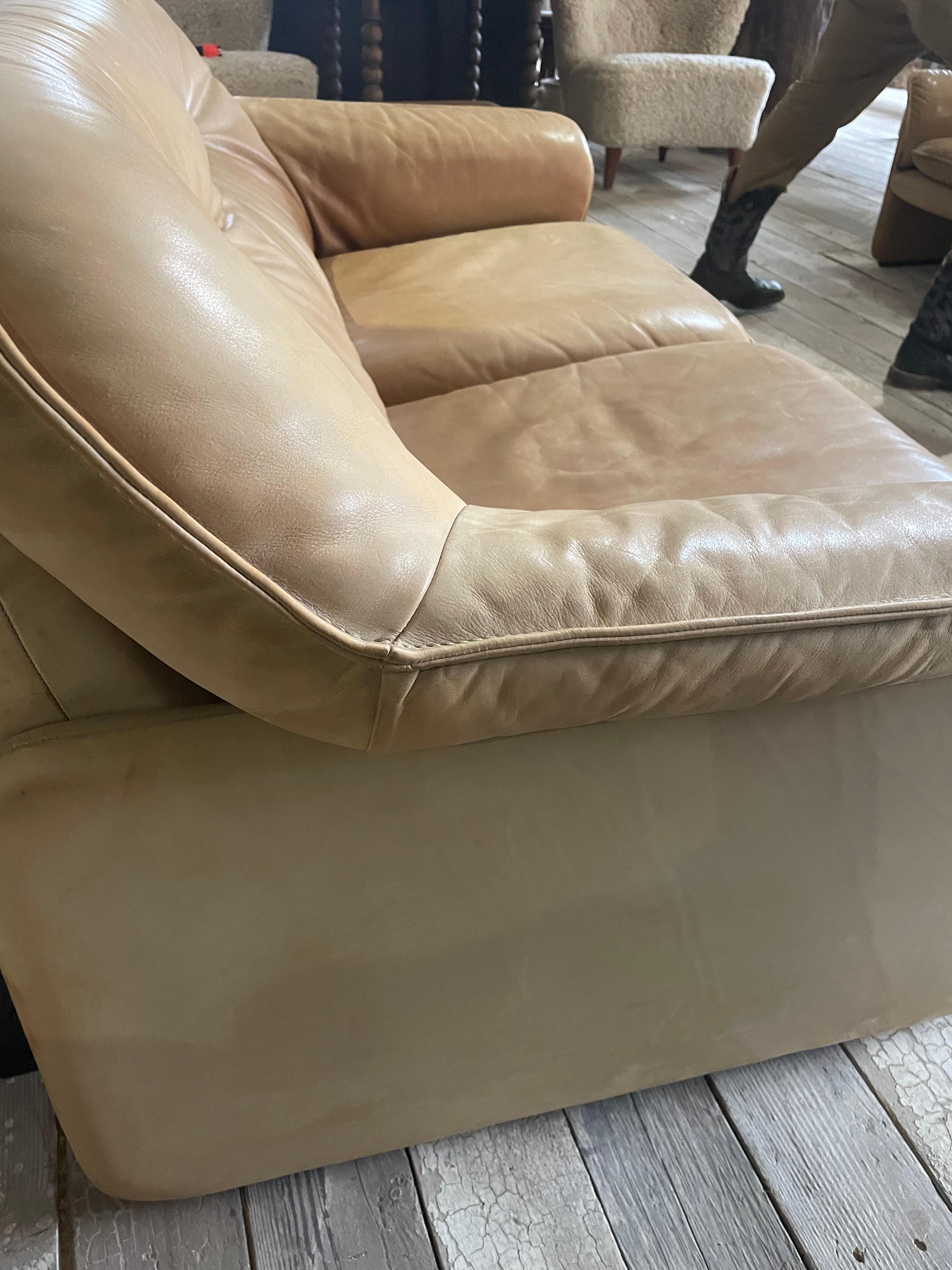 Swiss De Sede Camel Leather Sofa