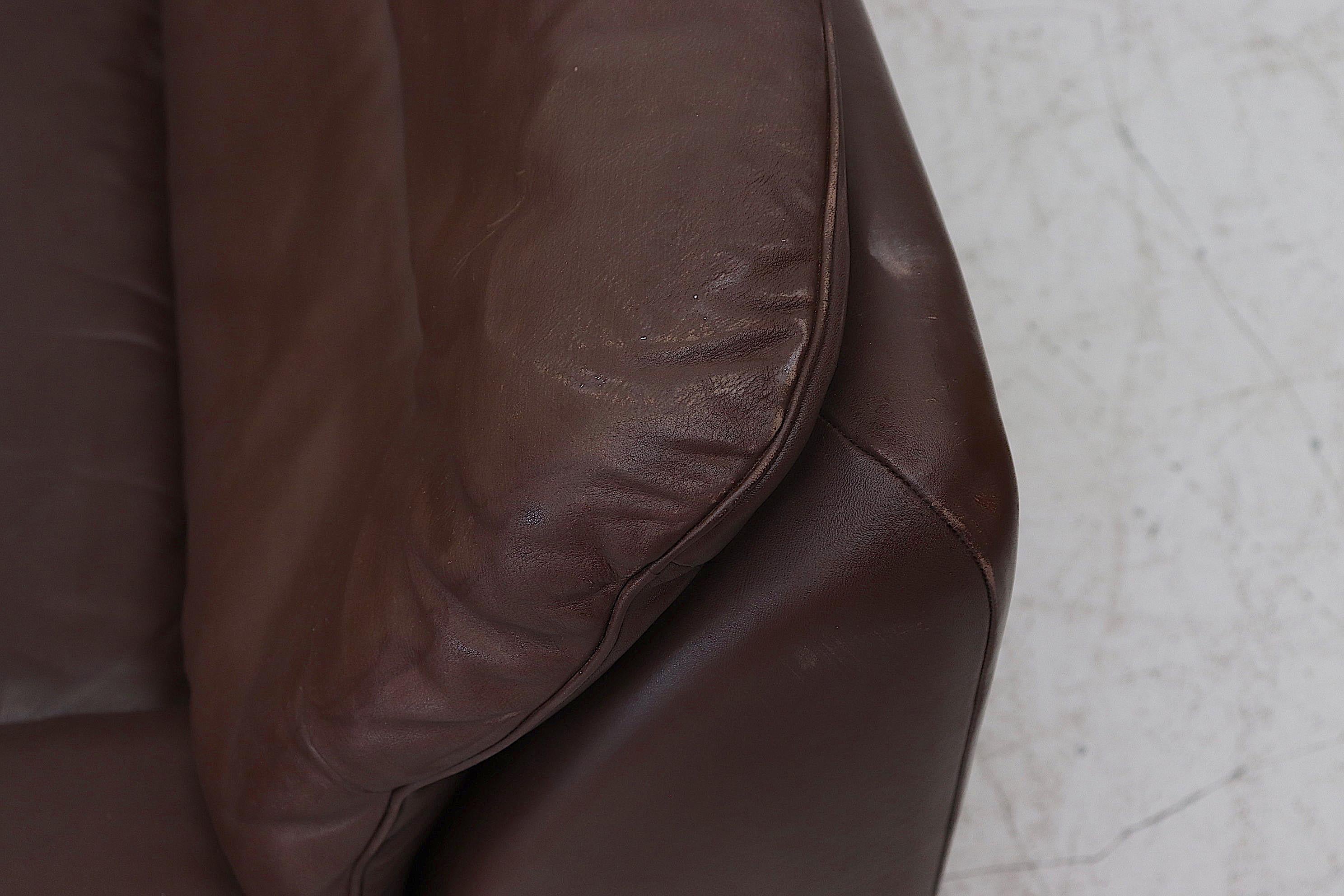 Mid-Century Modern De Sede Chocolate Leather Sectional Sofa