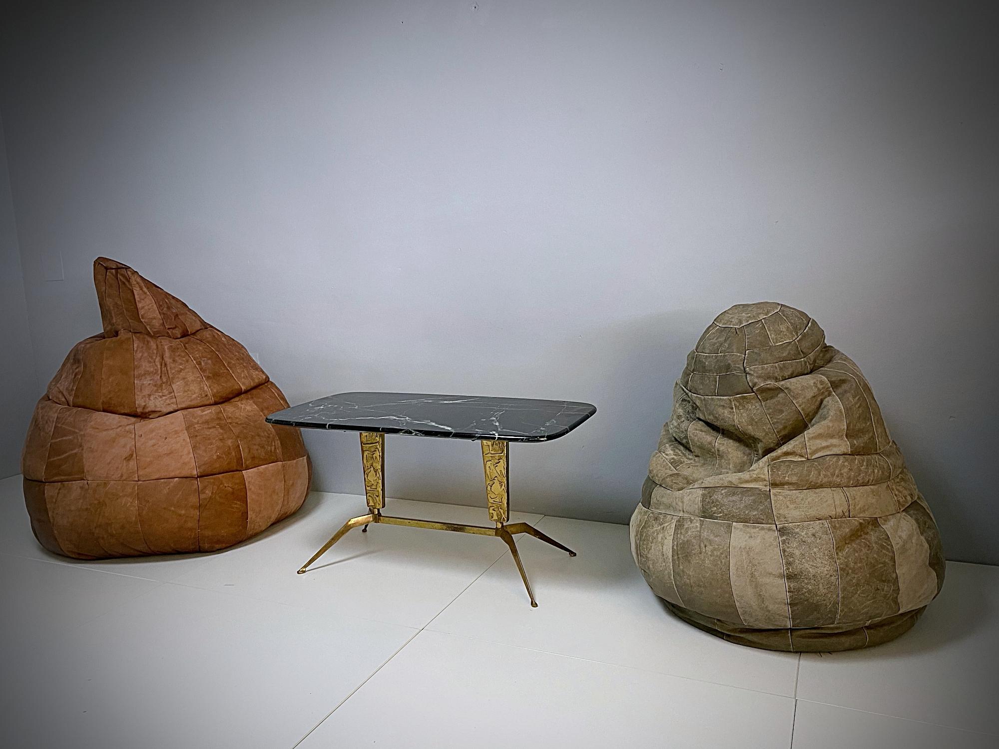 Late 20th Century De Sede Cognac Leather Patchwork Bean Bag, Pouf, 1970s, Switzerland