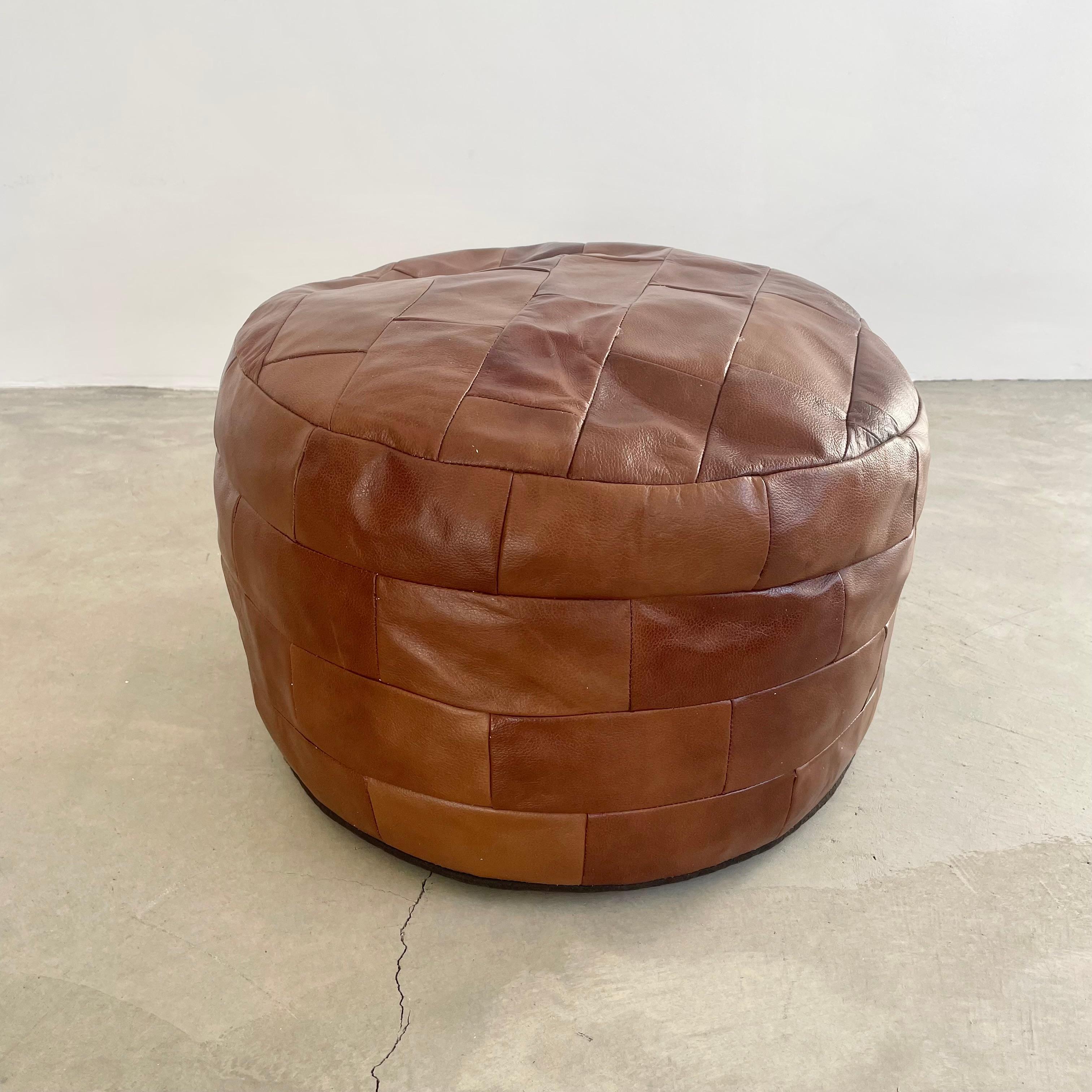 patchwork leather ottoman