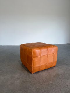 De Sede Cognac Leather Patchwork Pouf Ottoman c.1970's