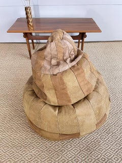 De Sede Cognac Patchwork Leather Bean Bag, Pouf, Ottoman, Desede Switzerland