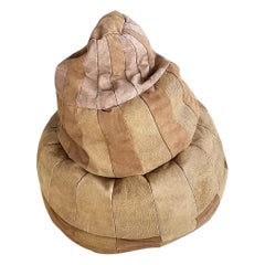 De Sede Cognac Patchwork Leather Bean Bag, Pouf, Ottoman, De Sede Switzerland