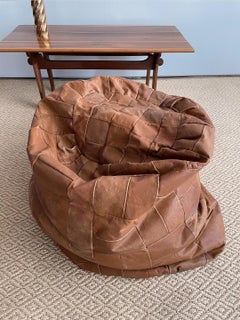 De Sede Cognac Patchwork Leather Bean Bag, Pouf, Ottoman, DeSede Switzerland