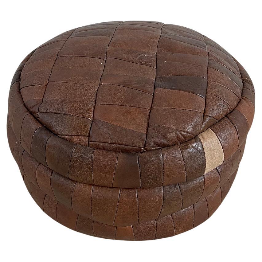 De Sede Blue Leather Patchwork Ottoman at 1stDibs