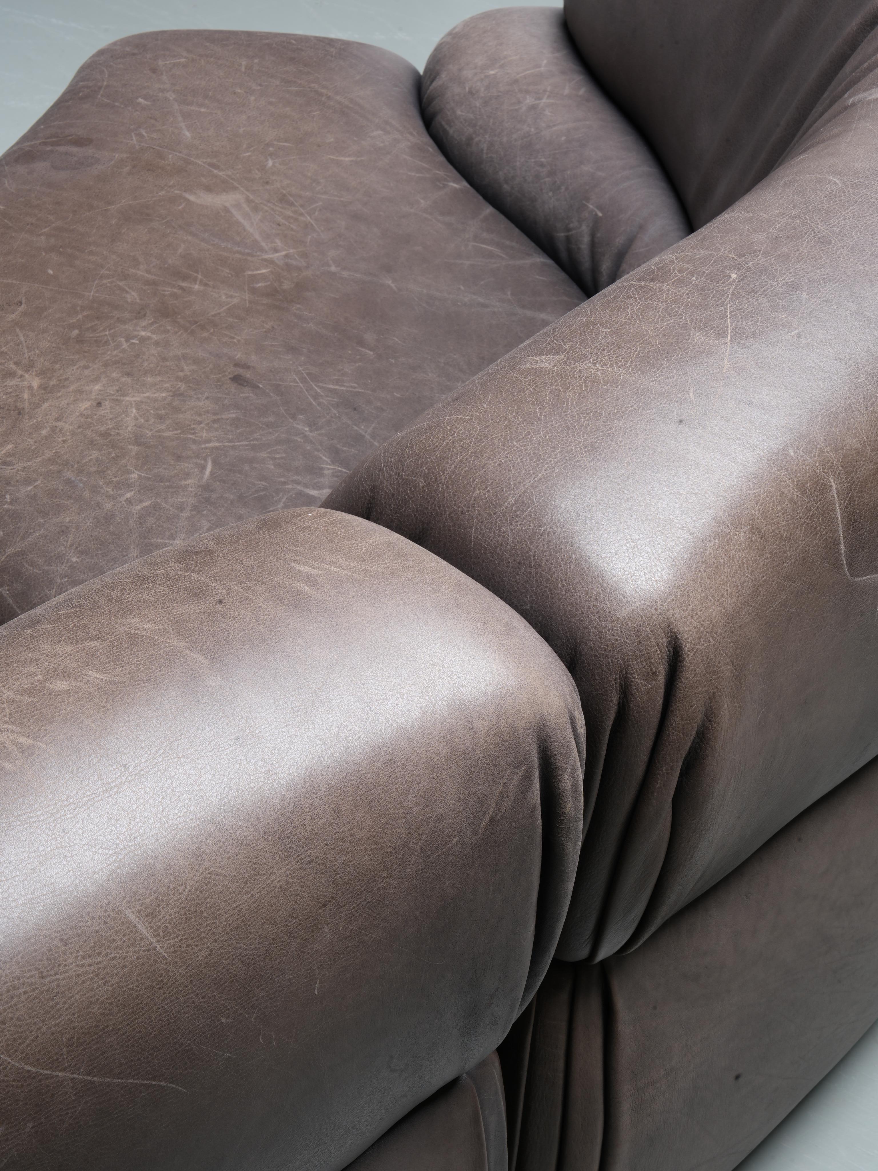 De Sede 'Cosmos' DS28 modulares Sofa in grau / braun Leder, Schweiz, 1970er Jahre im Angebot 4