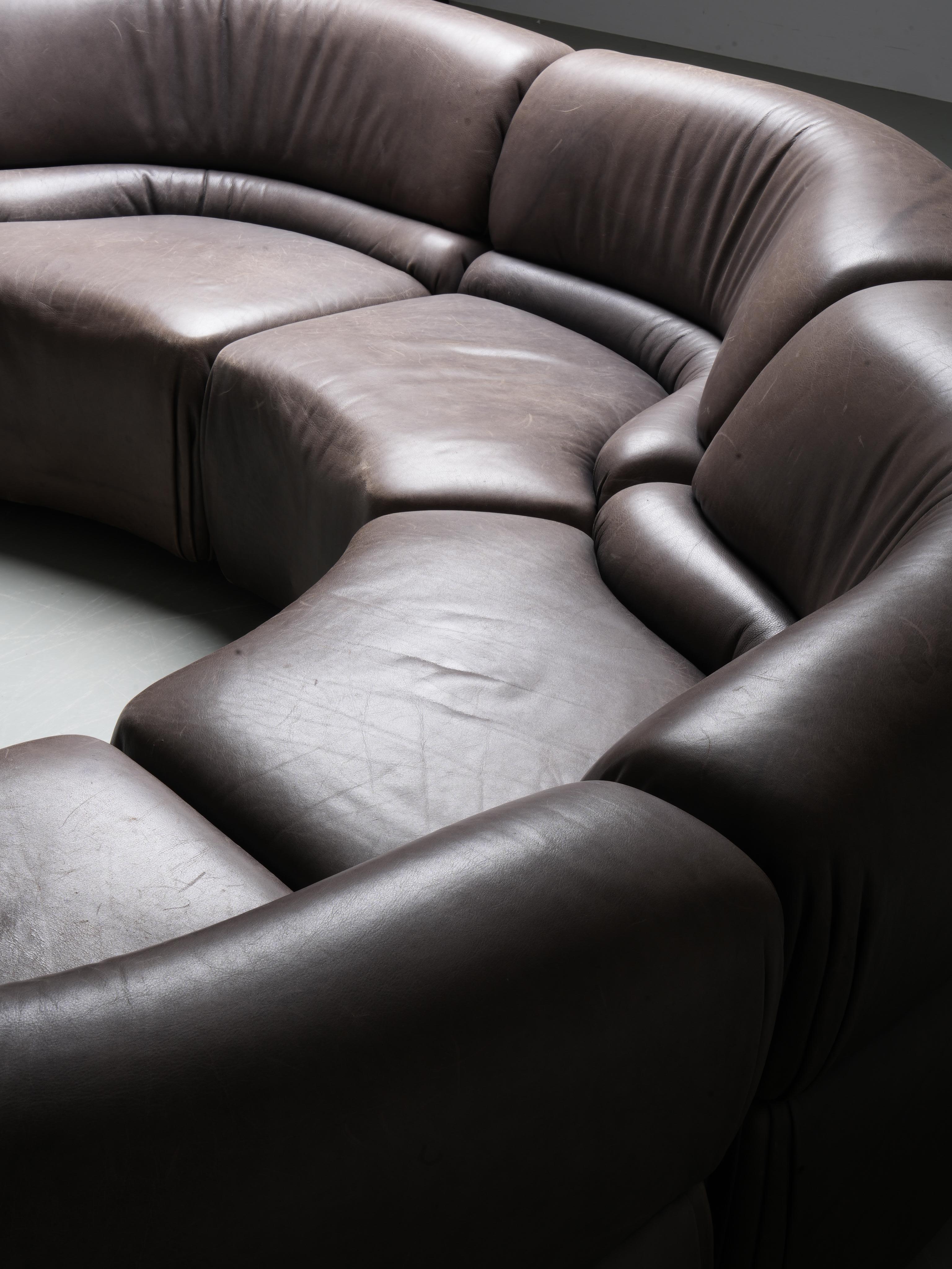 De Sede 'Cosmos' DS28 modulares Sofa in grau / braun Leder, Schweiz, 1970er Jahre im Angebot 5