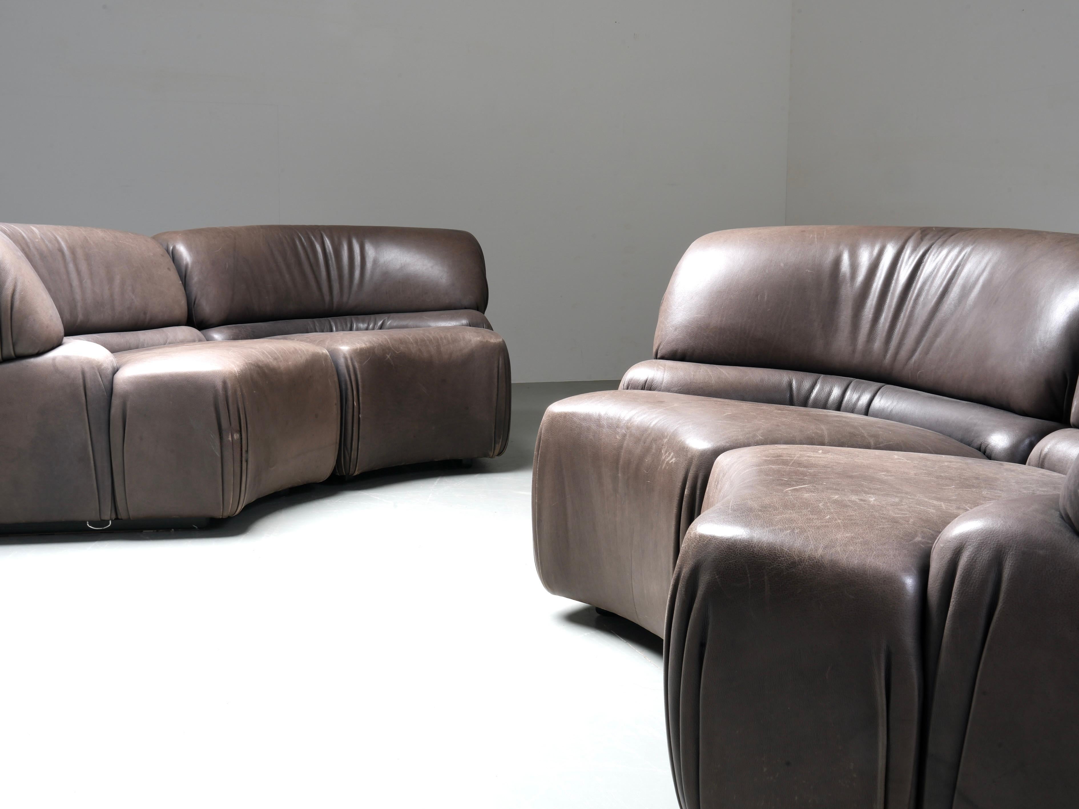 De Sede 'Cosmos' DS28 modulares Sofa in grau / braun Leder, Schweiz, 1970er Jahre im Angebot 6