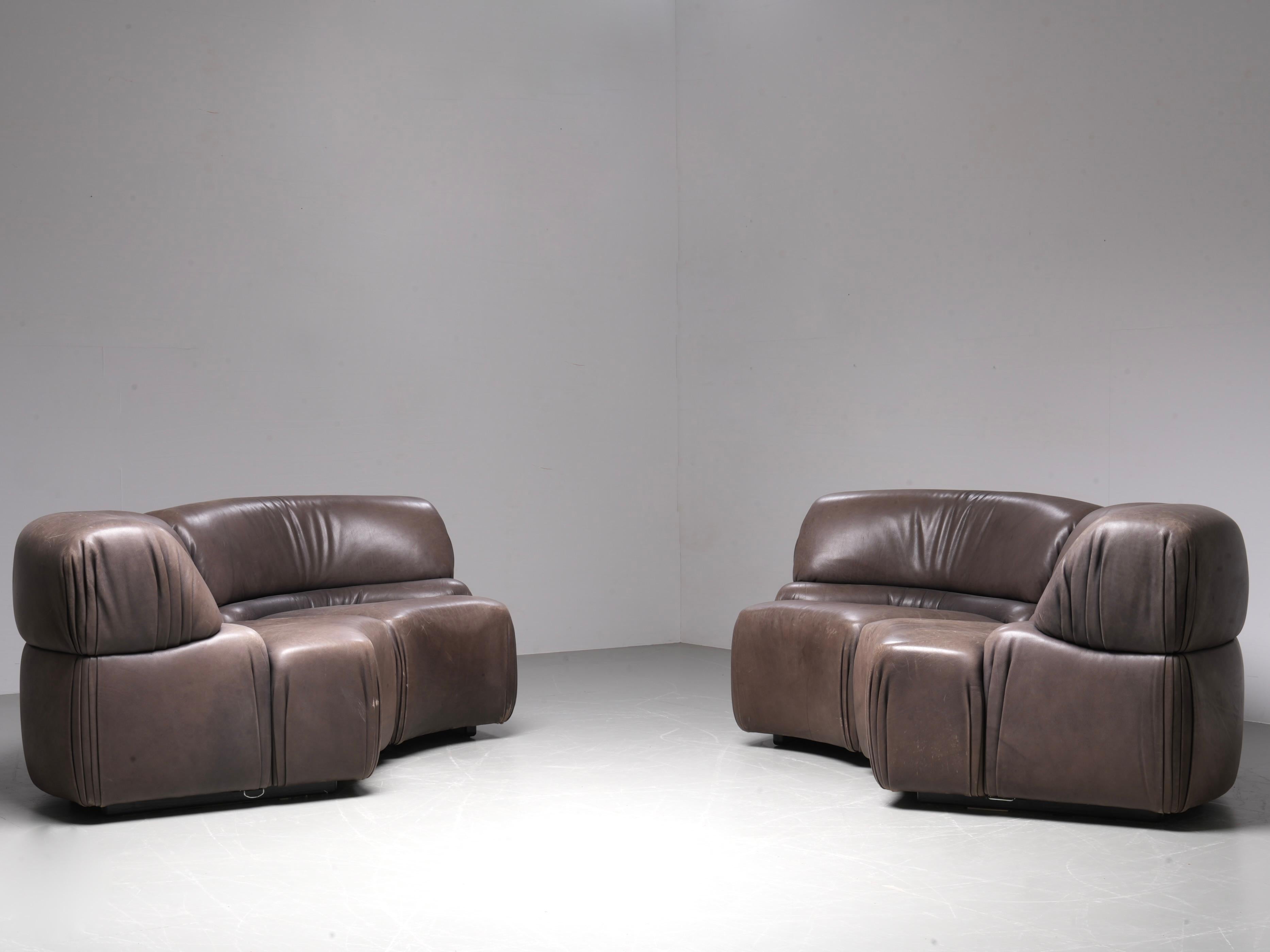 De Sede 'Cosmos' DS28 modulares Sofa in grau / braun Leder, Schweiz, 1970er Jahre (Moderne der Mitte des Jahrhunderts) im Angebot