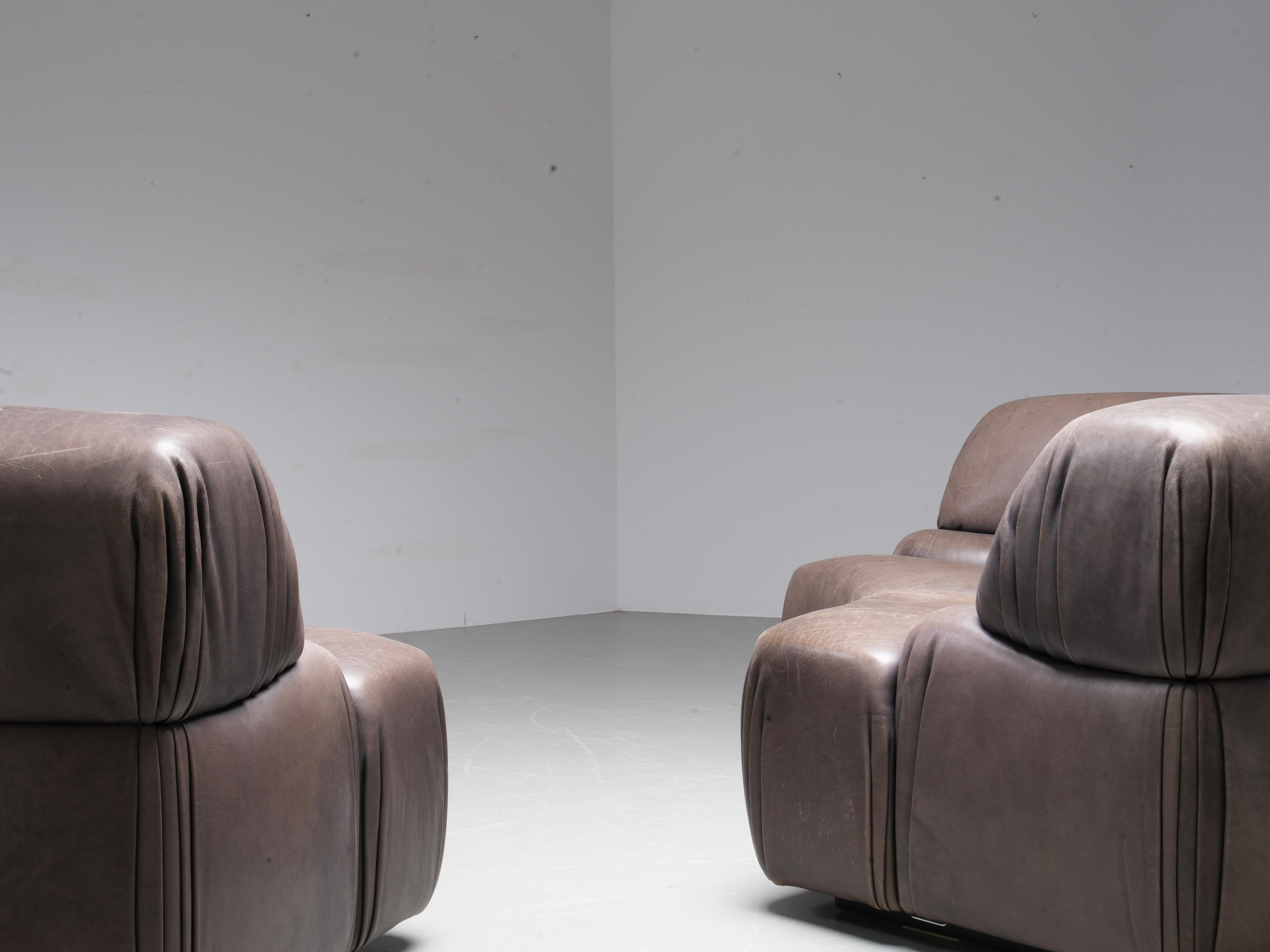 De Sede 'Cosmos' DS28 modulares Sofa in grau / braun Leder, Schweiz, 1970er Jahre (Schweizerisch) im Angebot