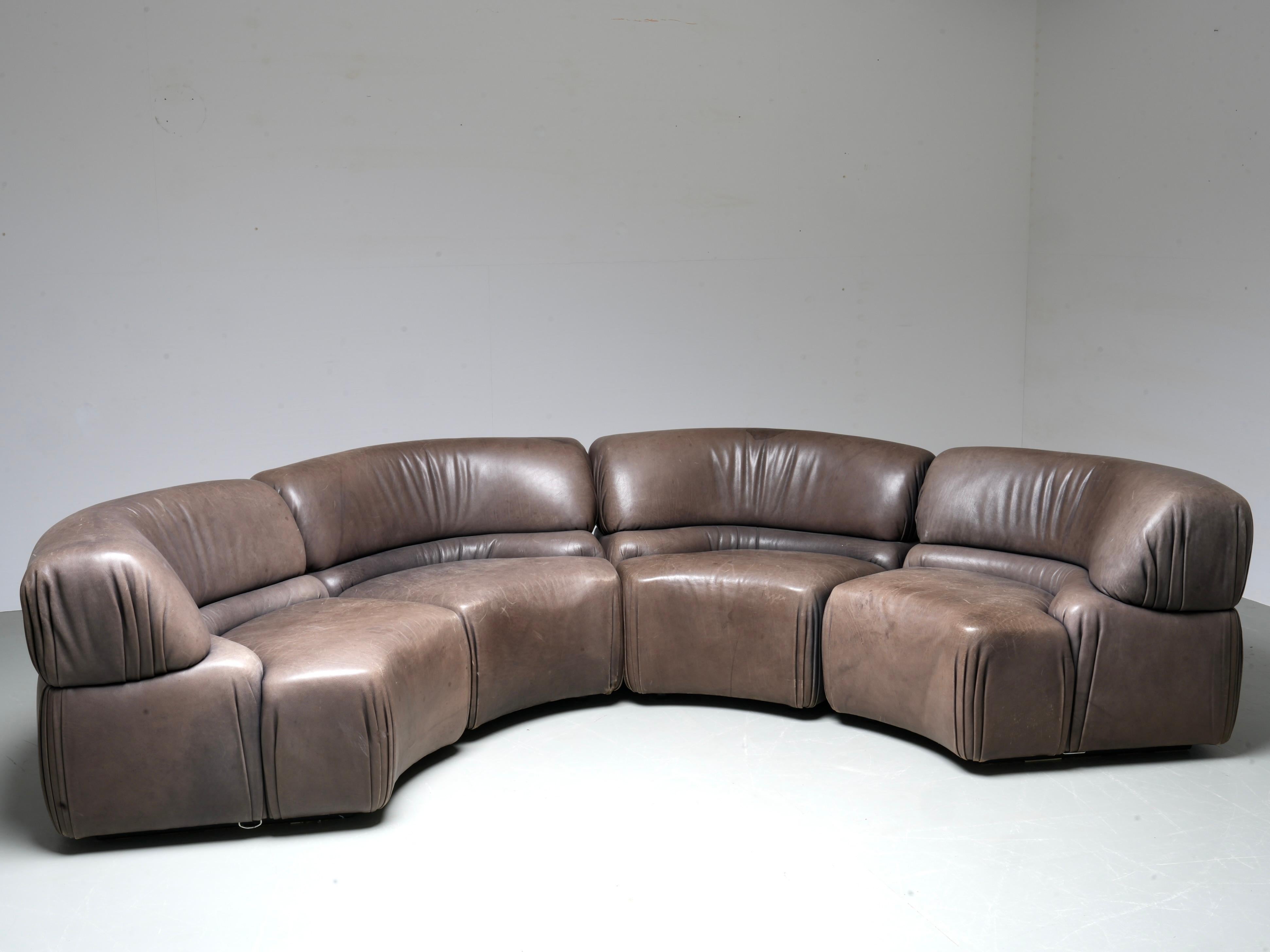 De Sede 'Cosmos' DS28 modulares Sofa in grau / braun Leder, Schweiz, 1970er Jahre (Ende des 20. Jahrhunderts) im Angebot