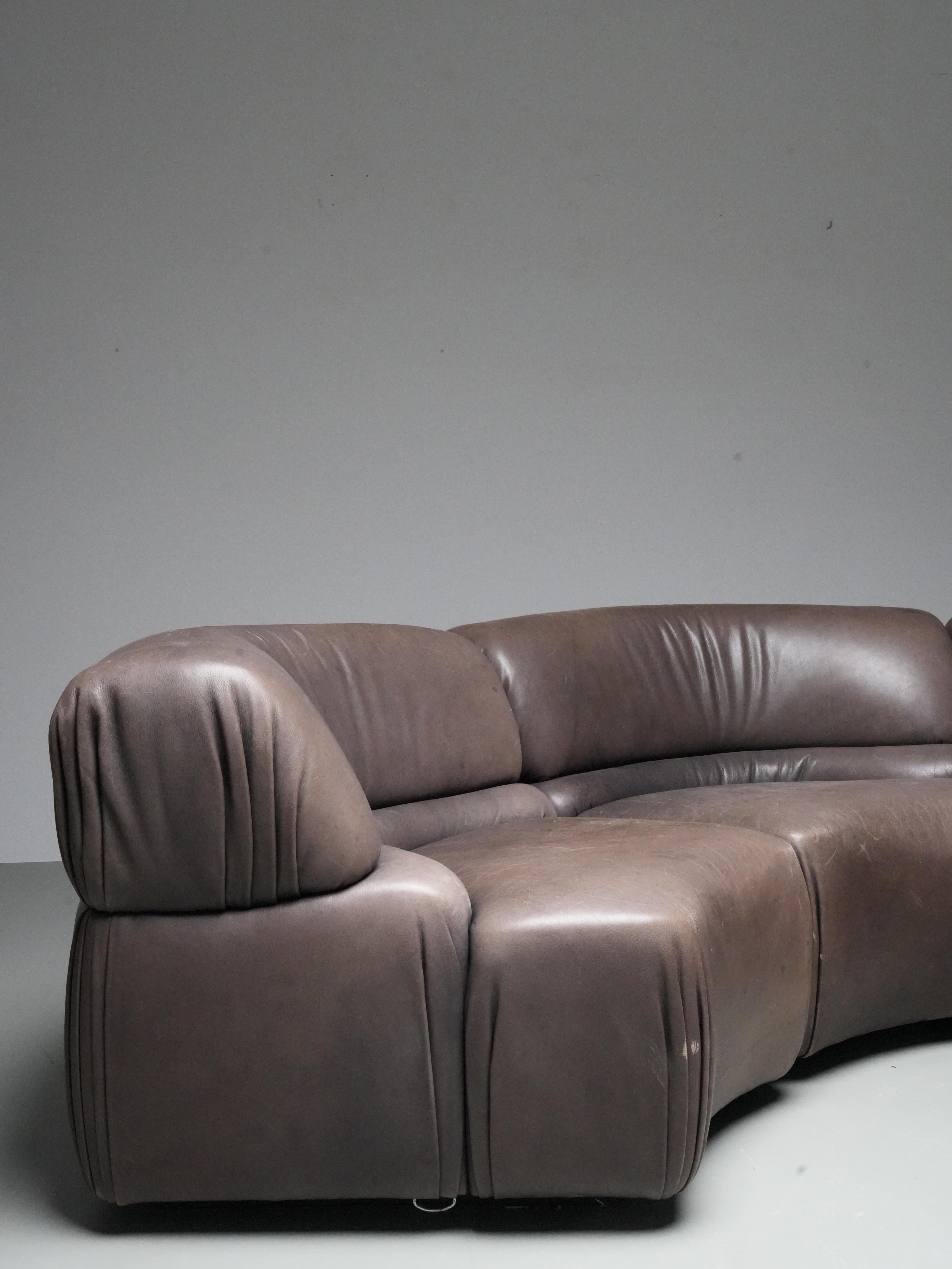 De Sede 'Cosmos' DS28 modulares Sofa in grau / braun Leder, Schweiz, 1970er Jahre im Angebot 1