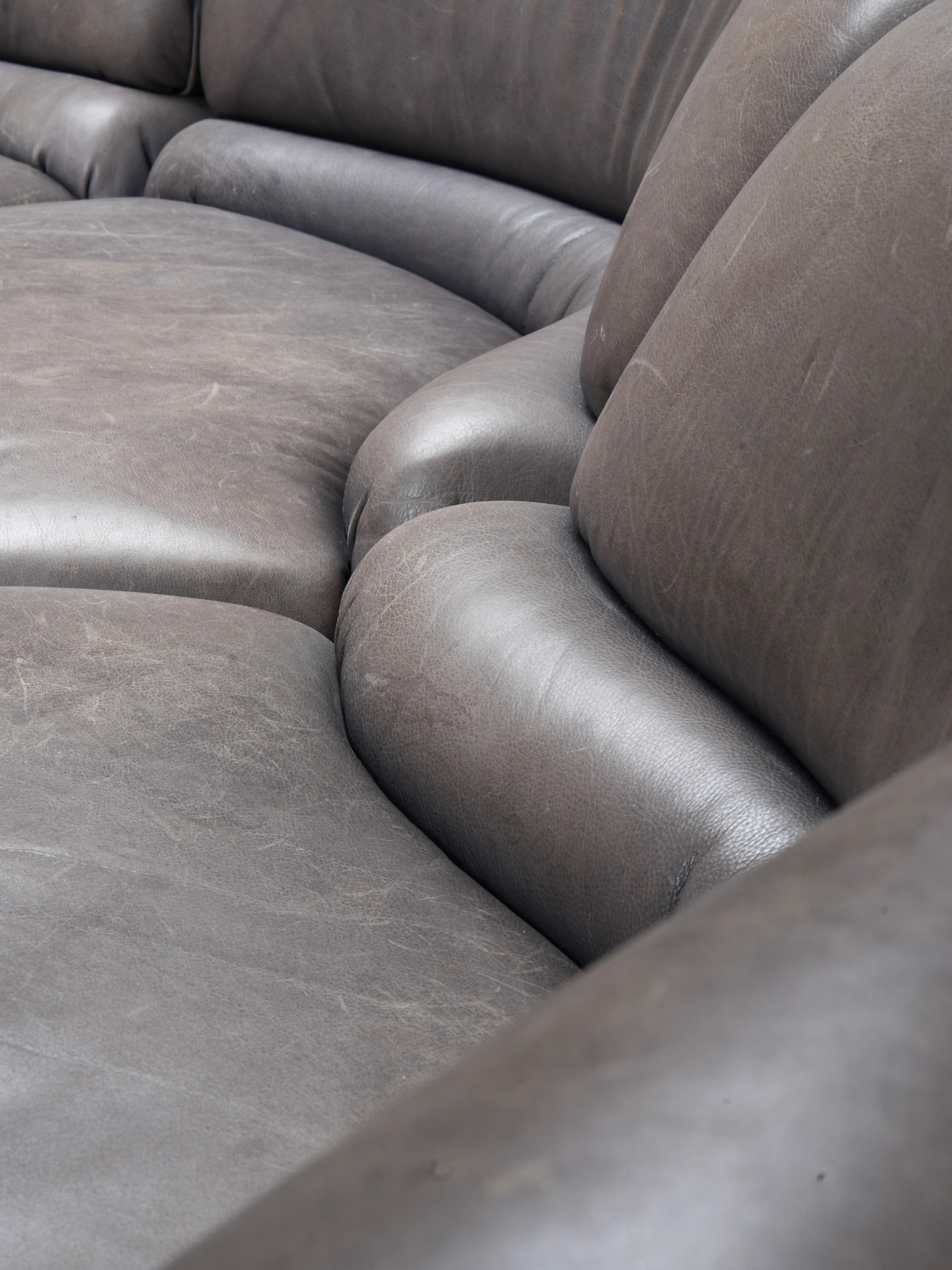 De Sede 'Cosmos' DS28 modulares Sofa in grau / braun Leder, Schweiz, 1970er Jahre im Angebot 2