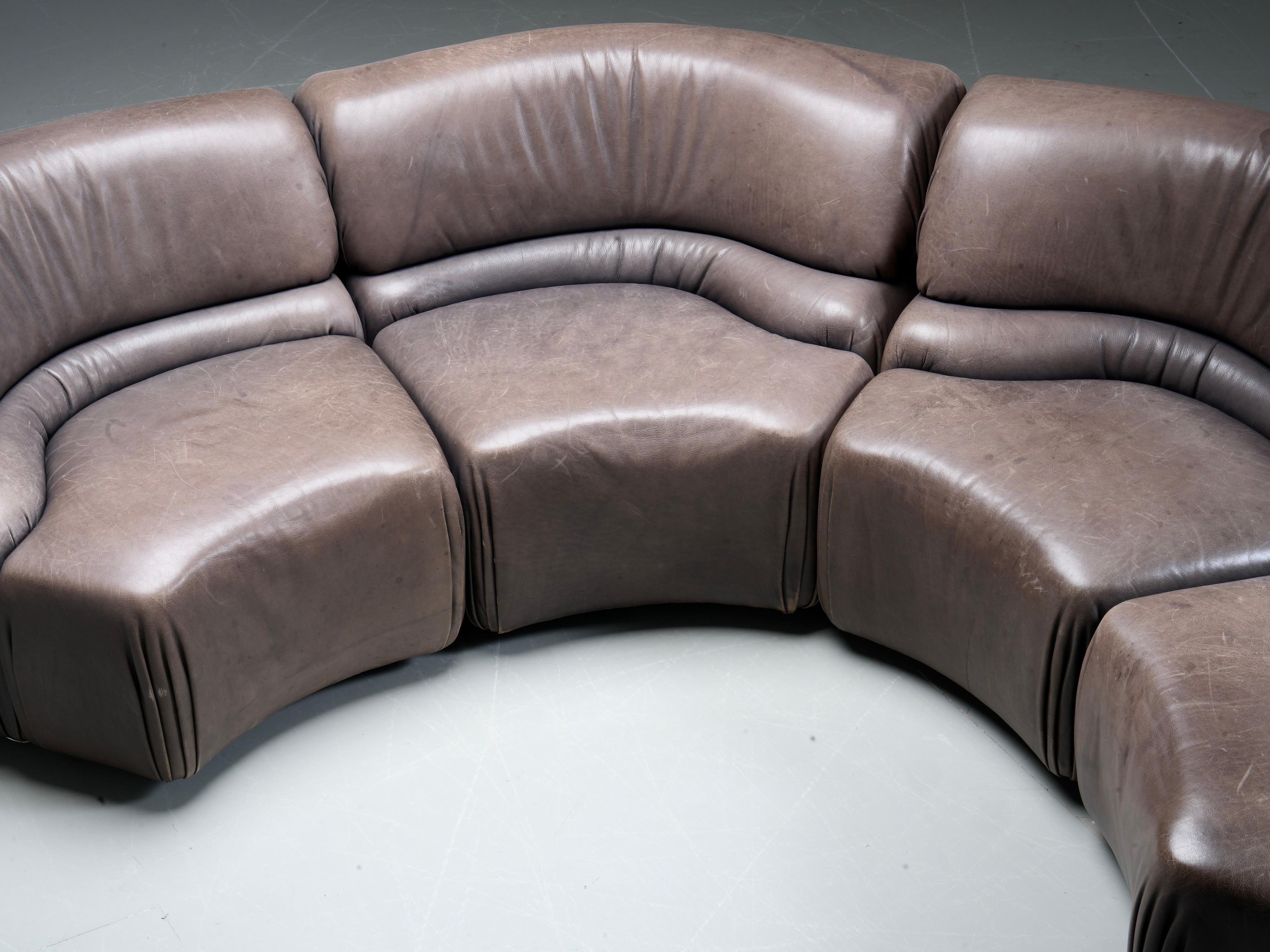 De Sede 'Cosmos' DS28 modulares Sofa in grau / braun Leder, Schweiz, 1970er Jahre im Angebot 3