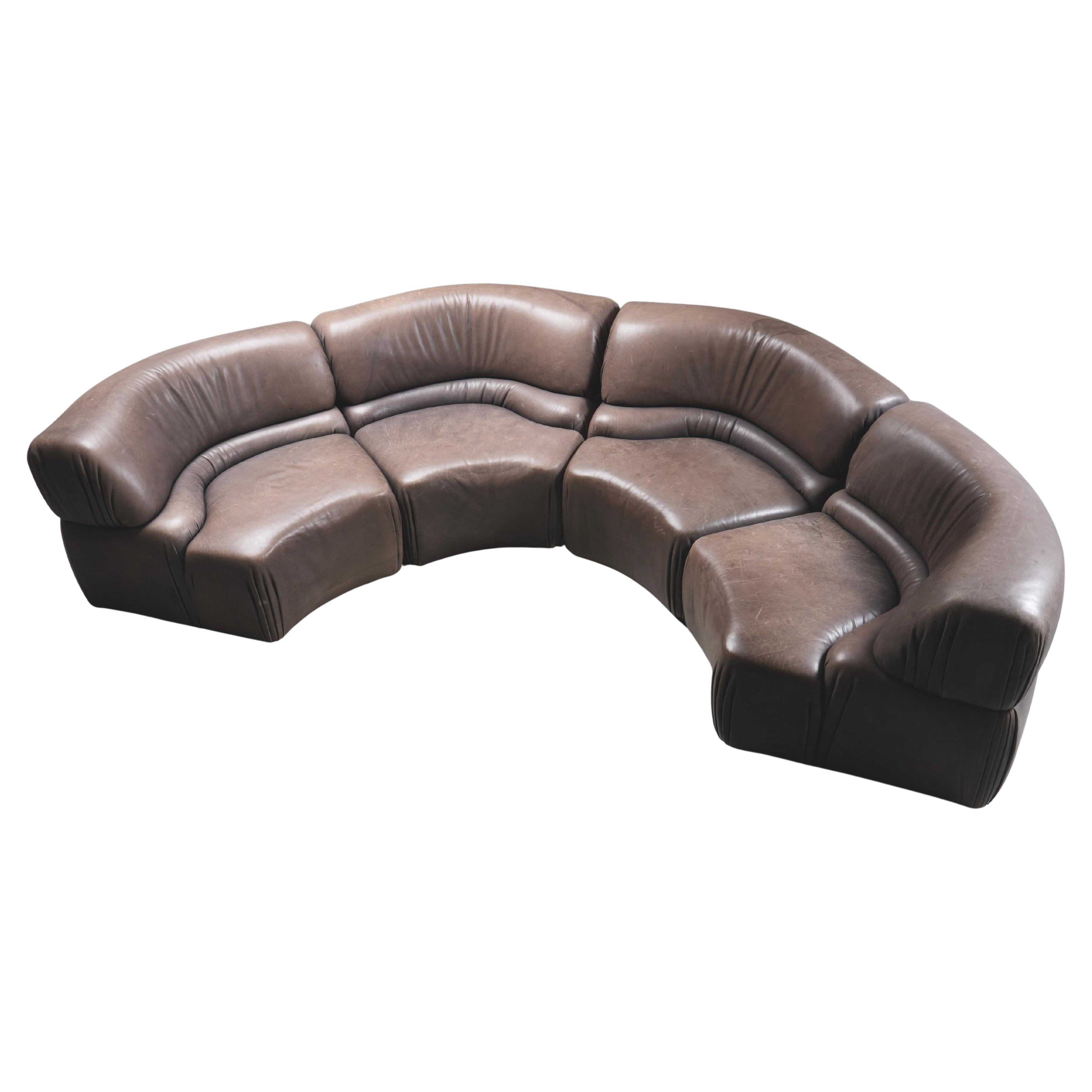De Sede 'Cosmos' DS28 modular sofa in grey / brown Leather, Switzerland, 1970's