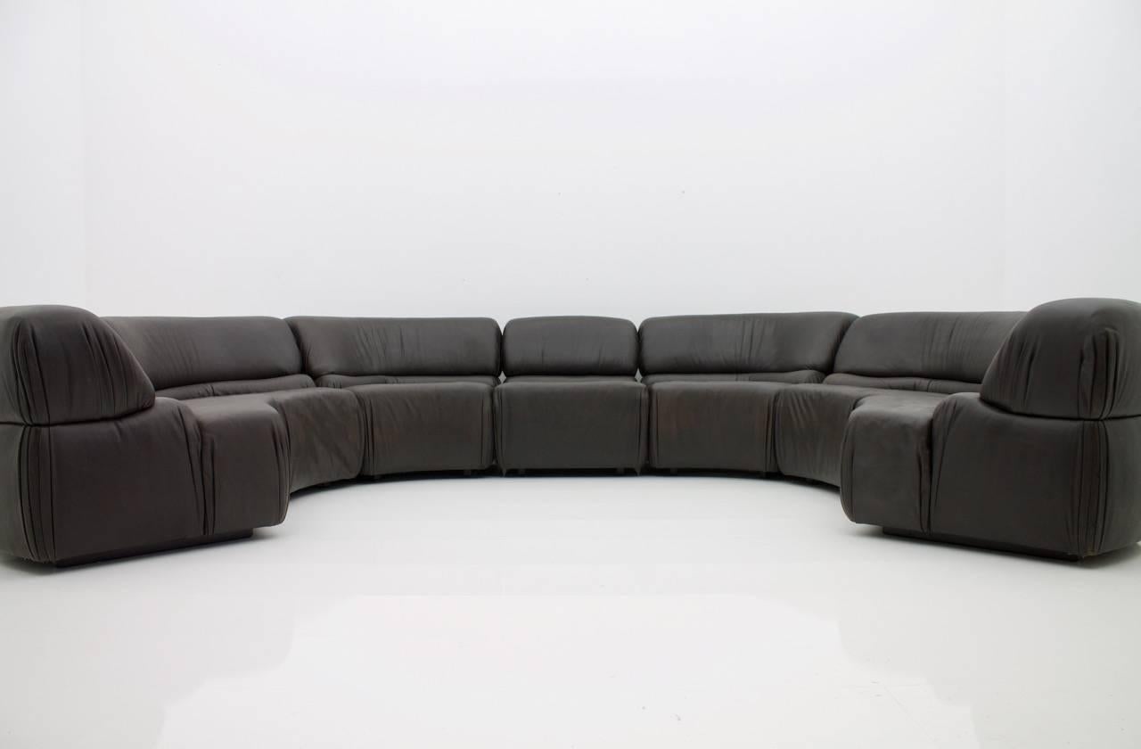 Late 20th Century De Sede Cosmos Sectional Sofa in Dark Brown Leather Switzerland, 1970s For Sale