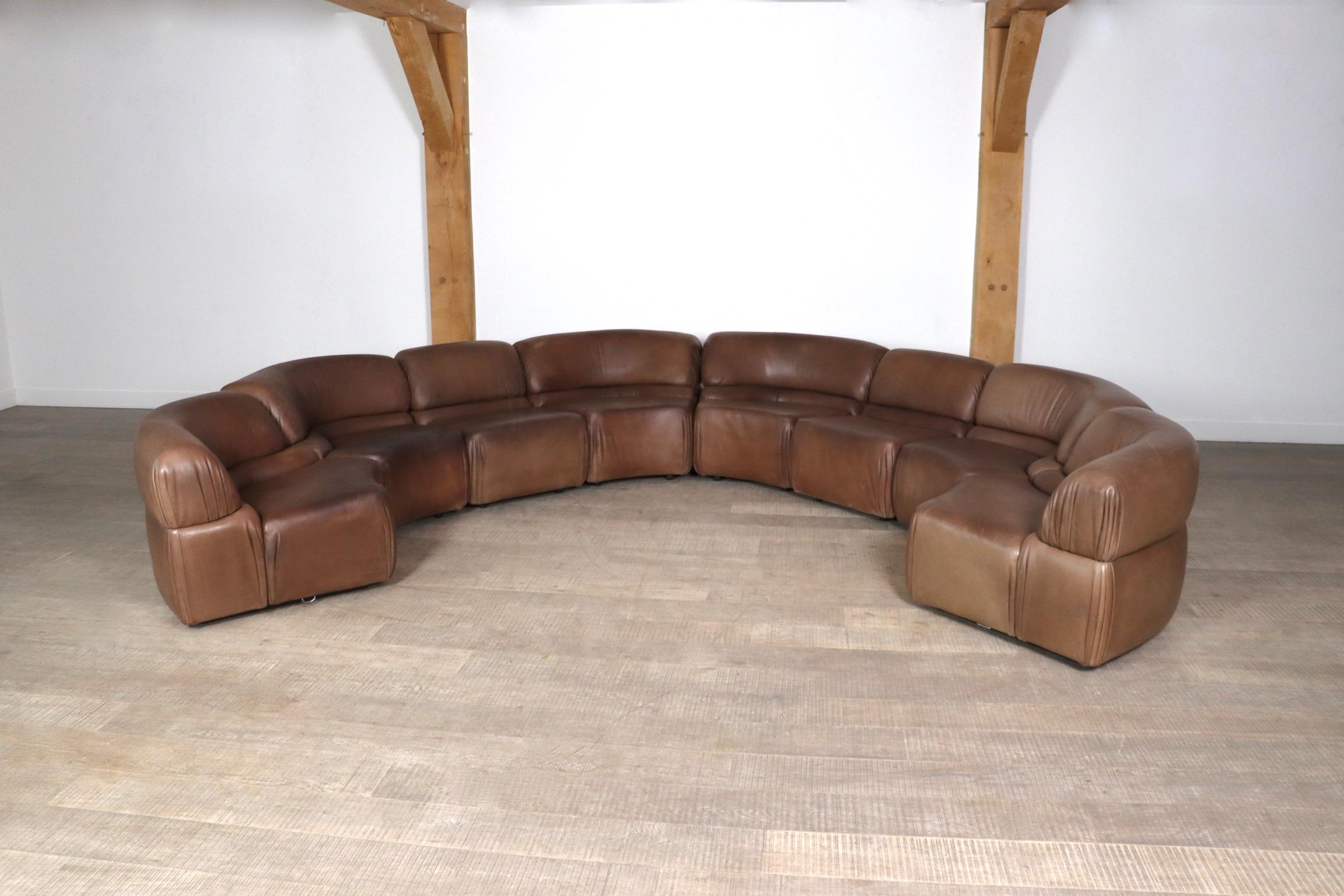 Mid-20th Century De Sede Cosmos Sectional sofa in light brown leather, Switzerland 1970s