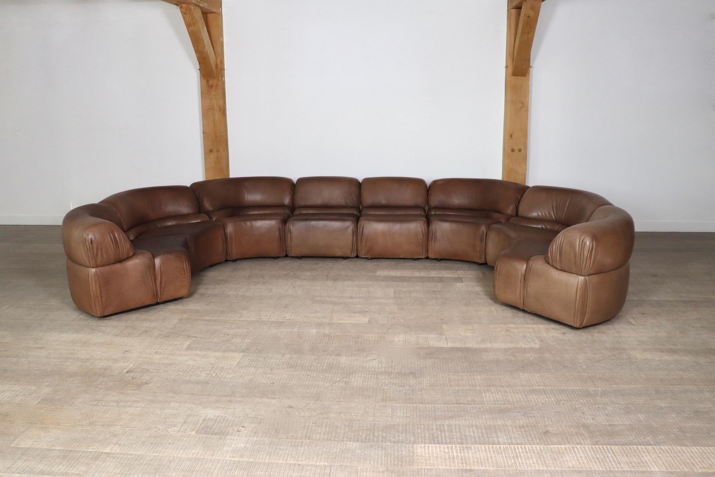 De Sede Cosmos Sectional sofa in light brown leather, Switzerland 1970s 2