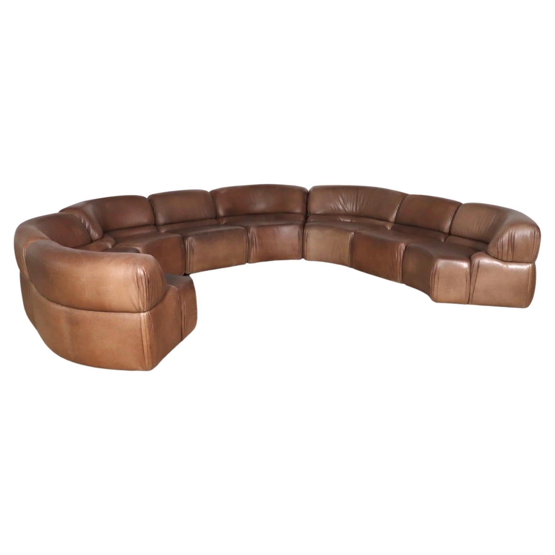 De Sede Cosmos Sectional sofa in light brown leather, Switzerland 1970s