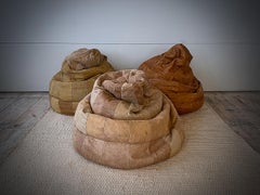 De Sede Creme Patchwork Leather Bean Bag, Pouf, Ottoman, DeSede Switzerland